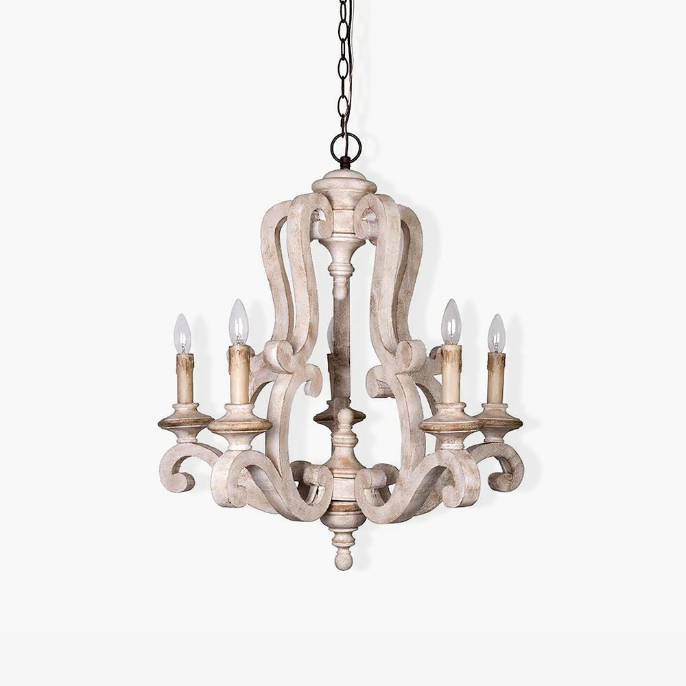 Lustra Lustre en Bois Bougie Mid-Century