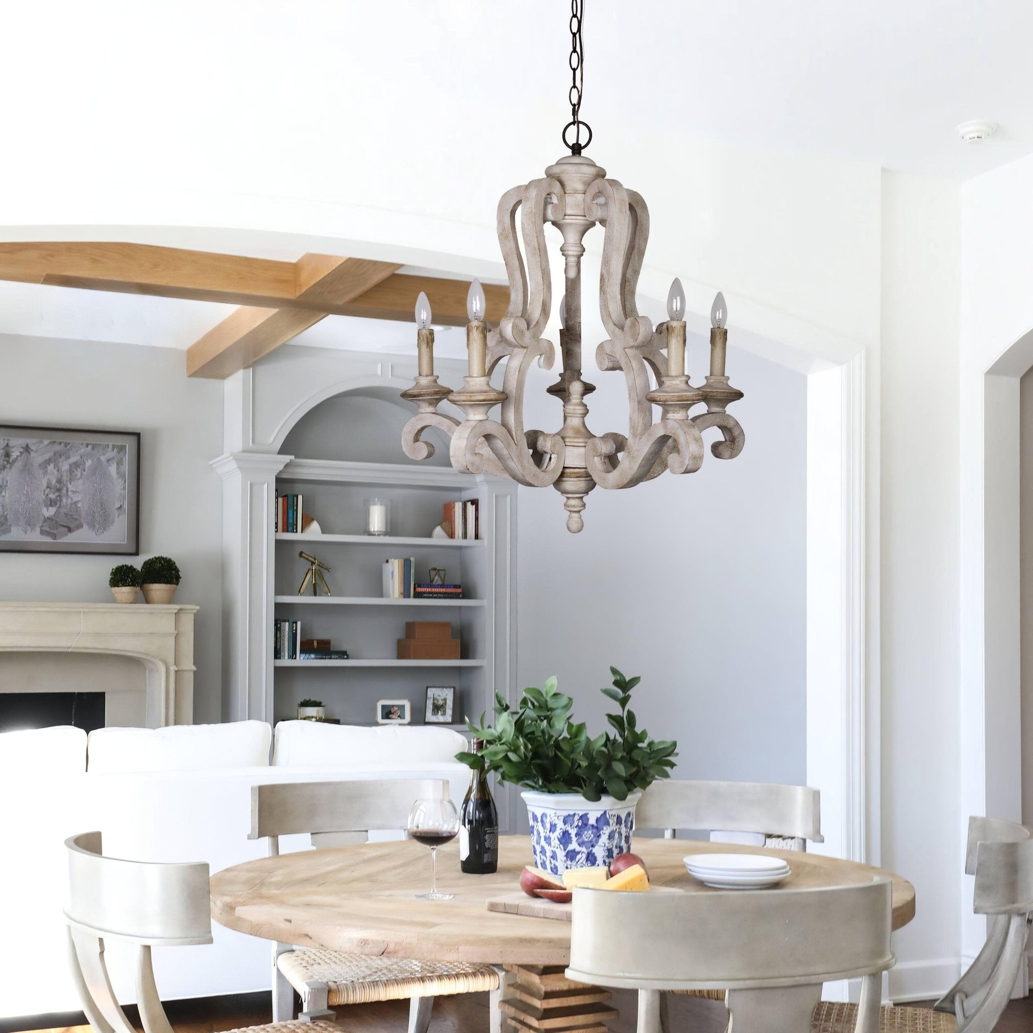 Lustra Lustre en Bois Bougie Mid-Century