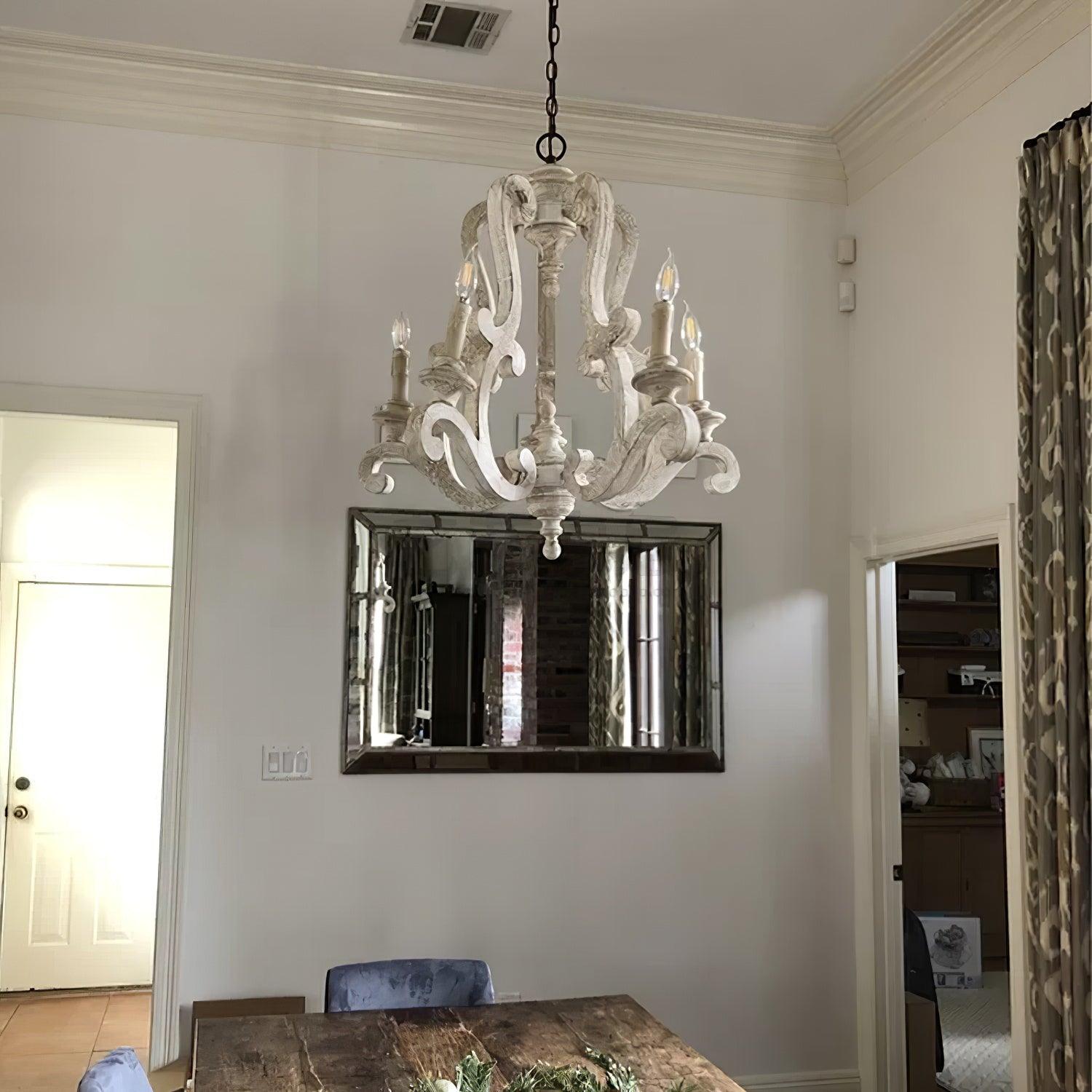 Lustra Lustre en Bois Bougie Mid-Century