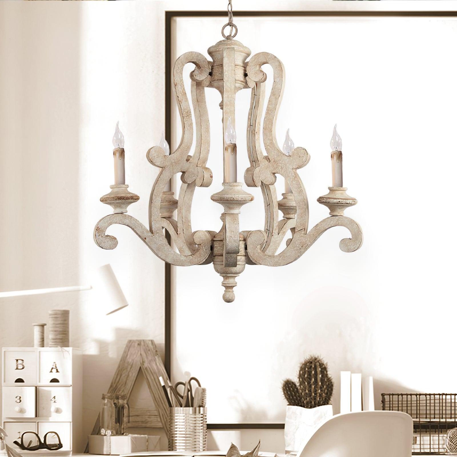 Lustra Lustre en Bois Bougie Mid-Century