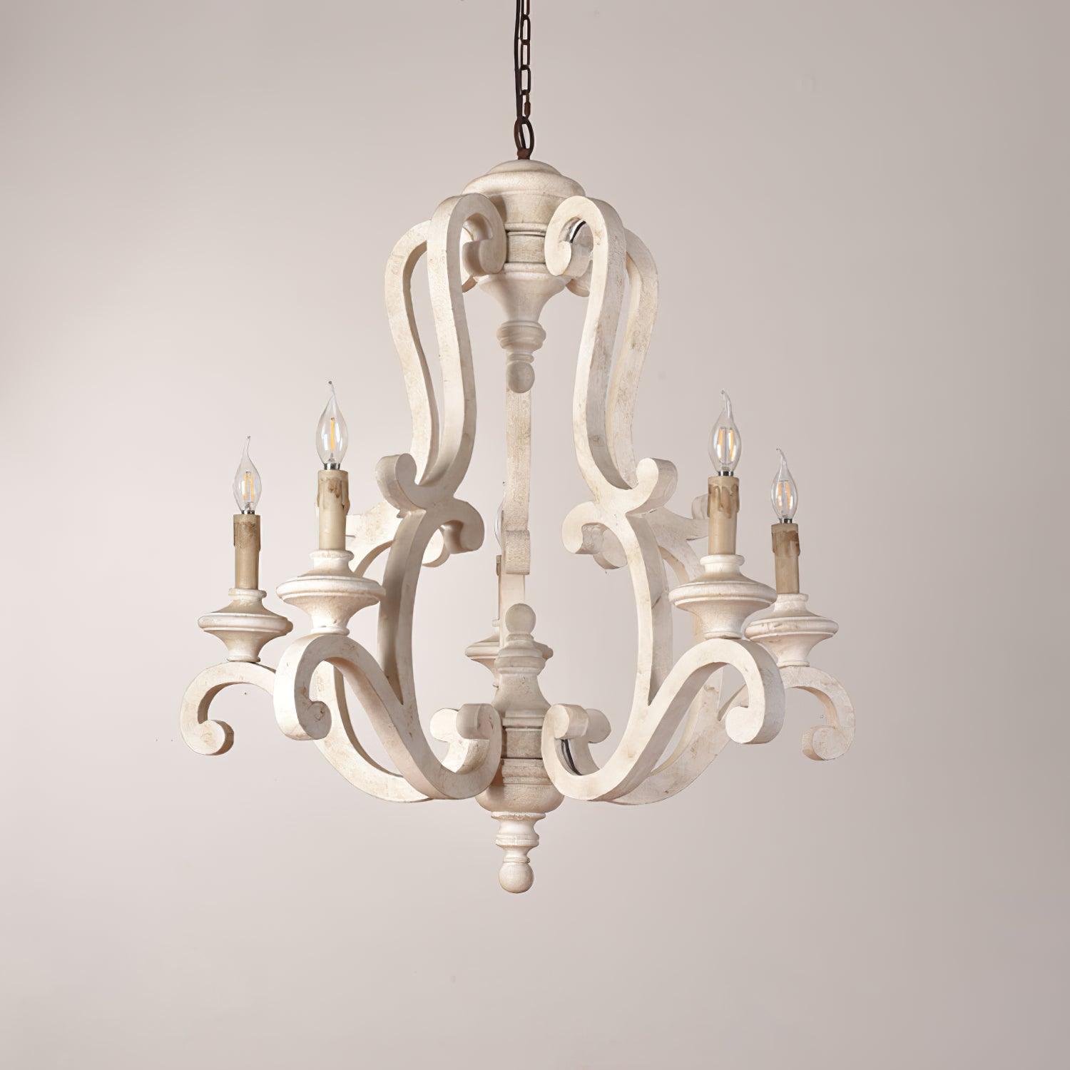 Lustra Lustre en Bois Bougie Mid-Century