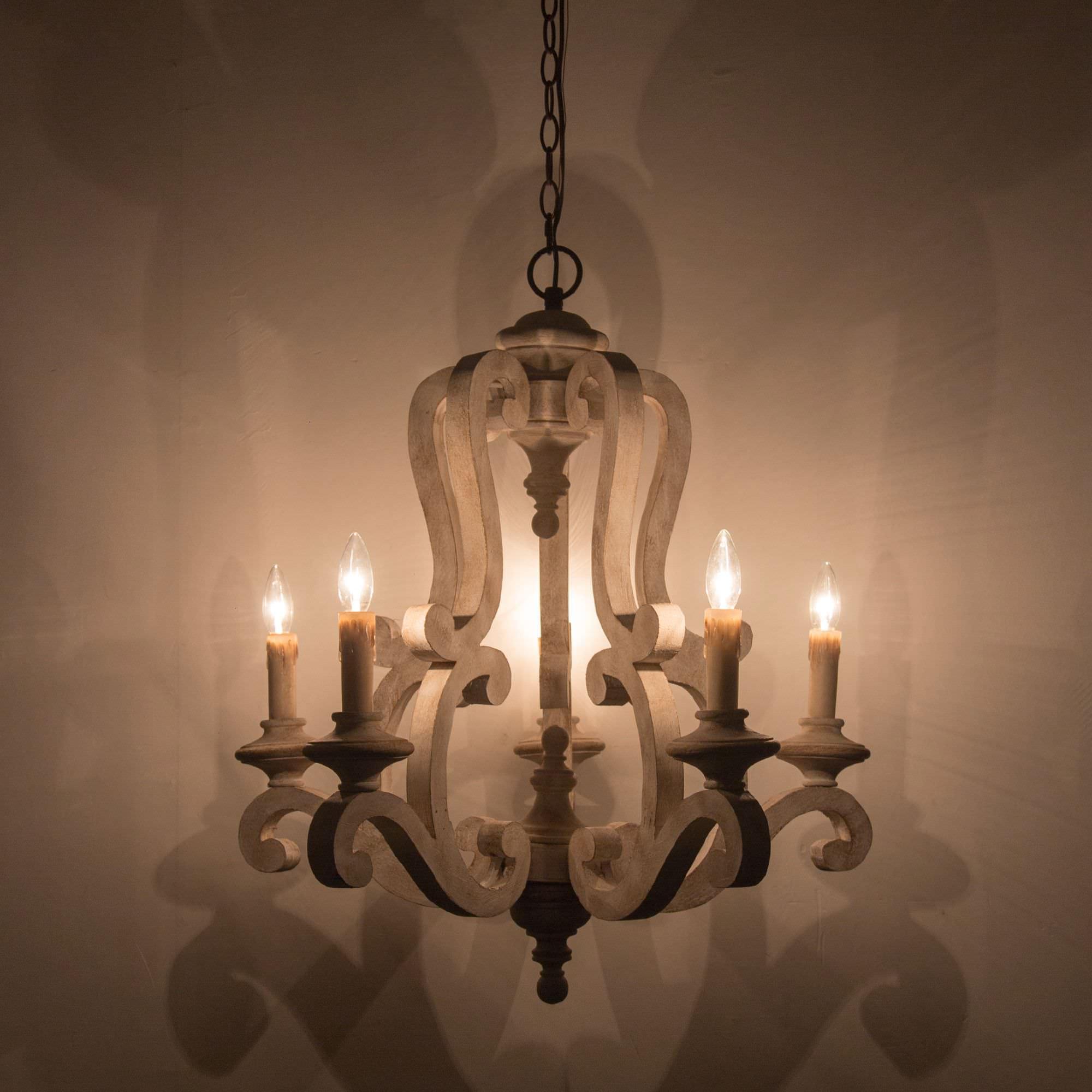 Lustra Lustre en Bois Bougie Mid-Century