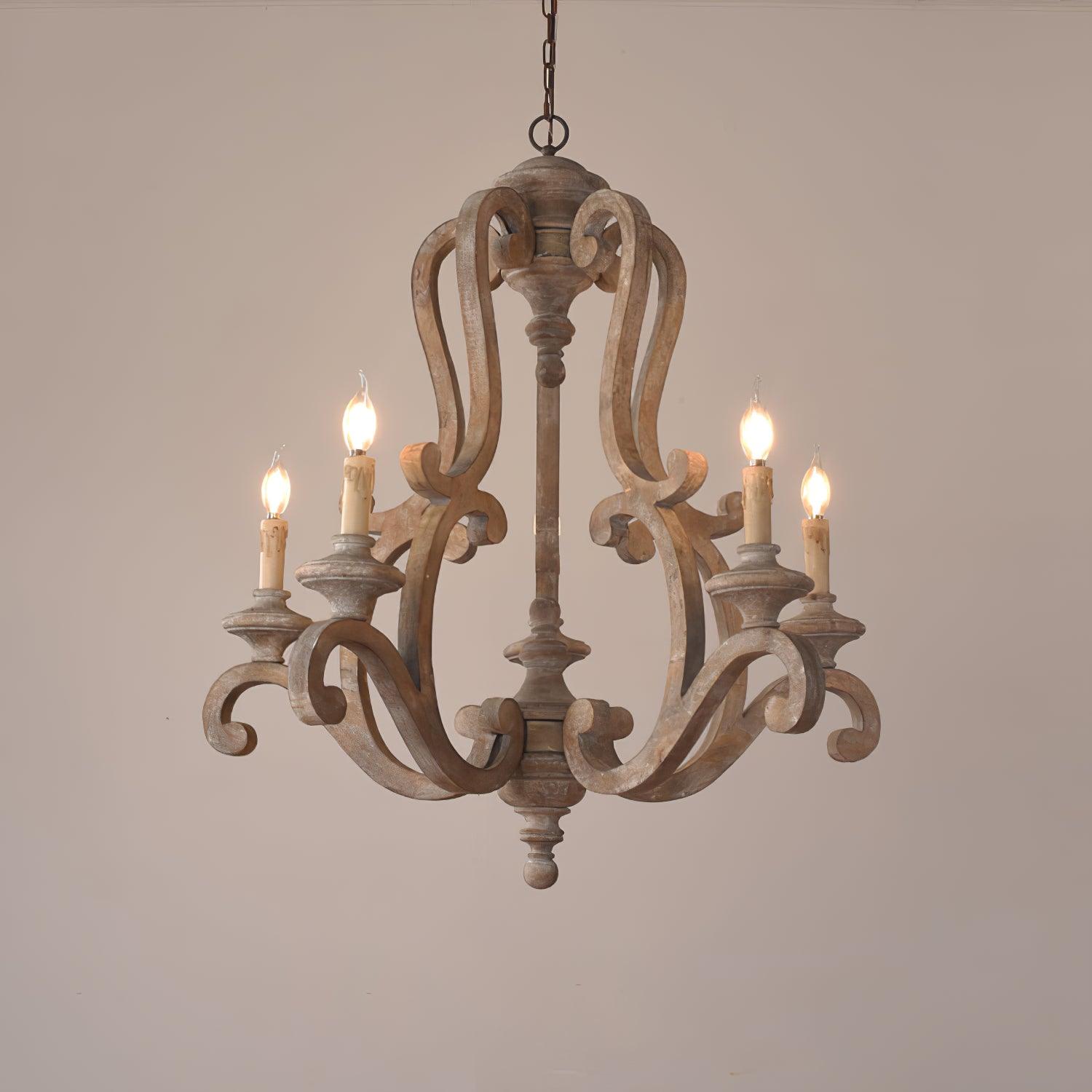 Lustra Lustre en Bois Bougie Mid-Century