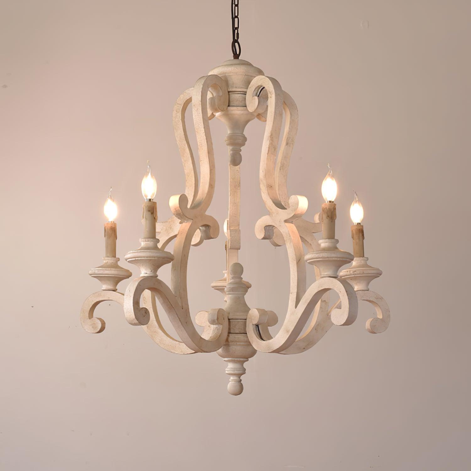 Lustra Lustre en Bois Bougie Mid-Century