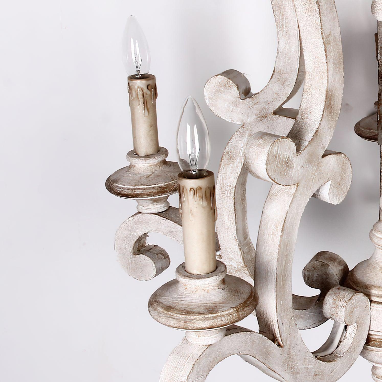 Lustra Lustre en Bois Bougie Mid-Century