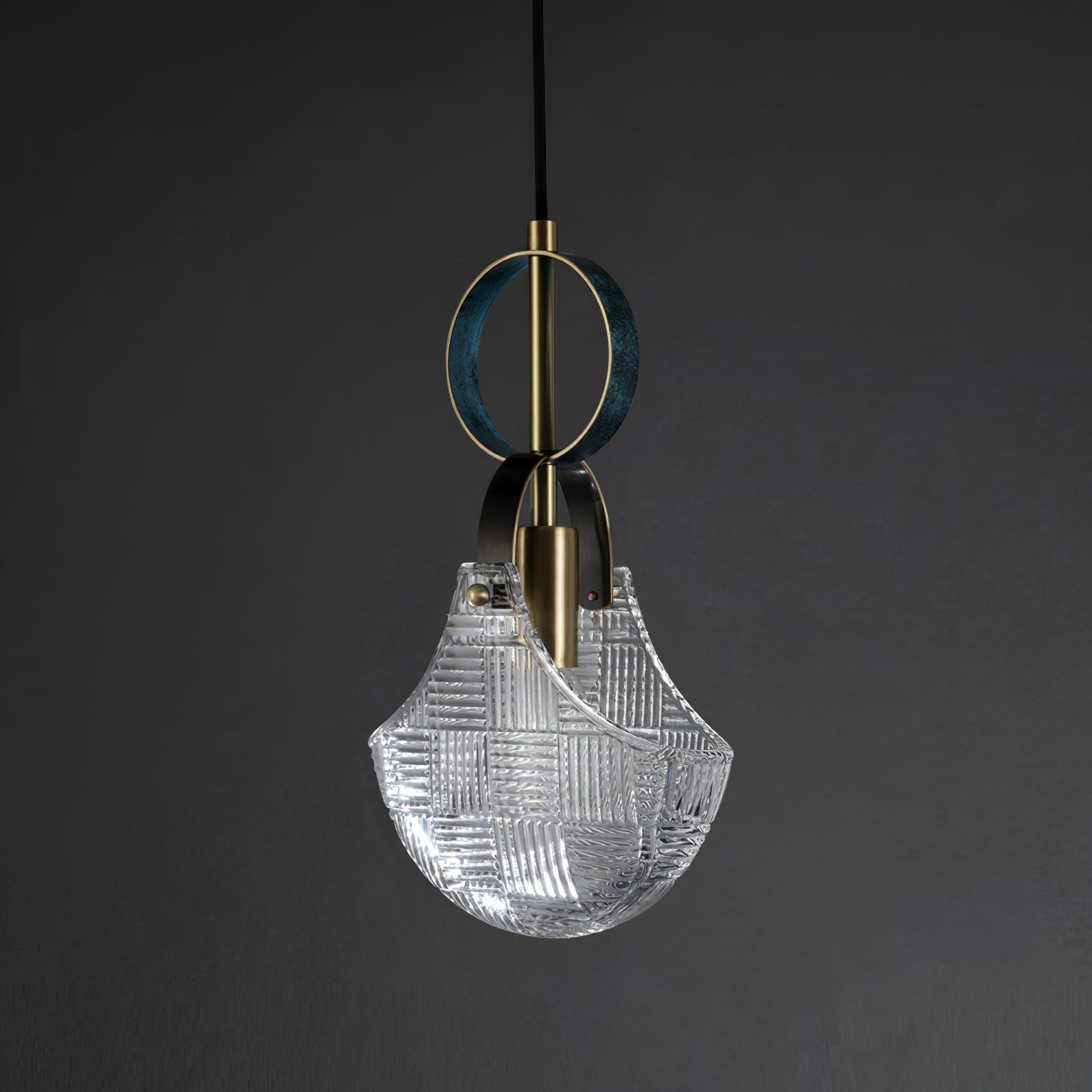 Lustra Suspension Verre Laiton Teal