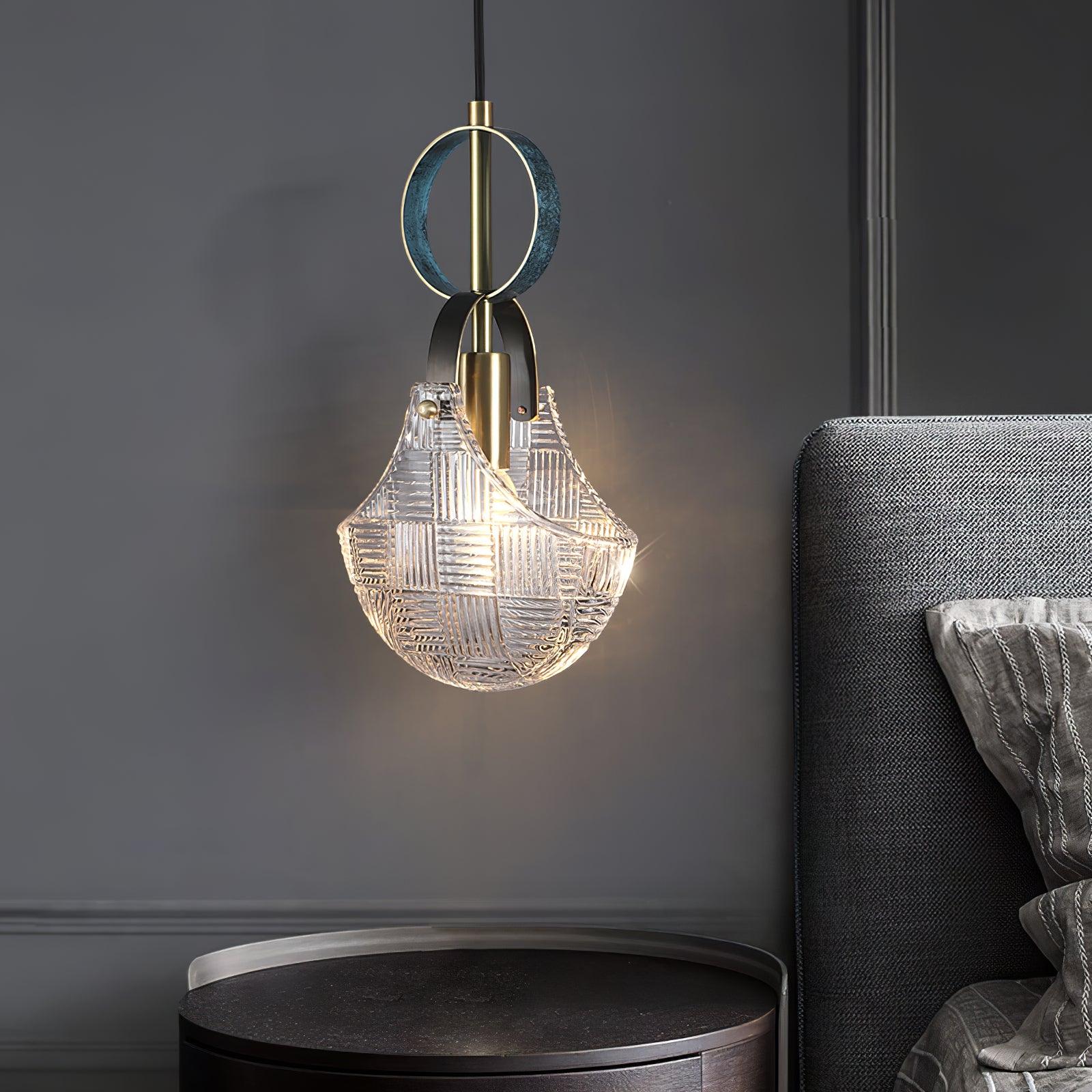 Lustra Suspension Verre Laiton Teal