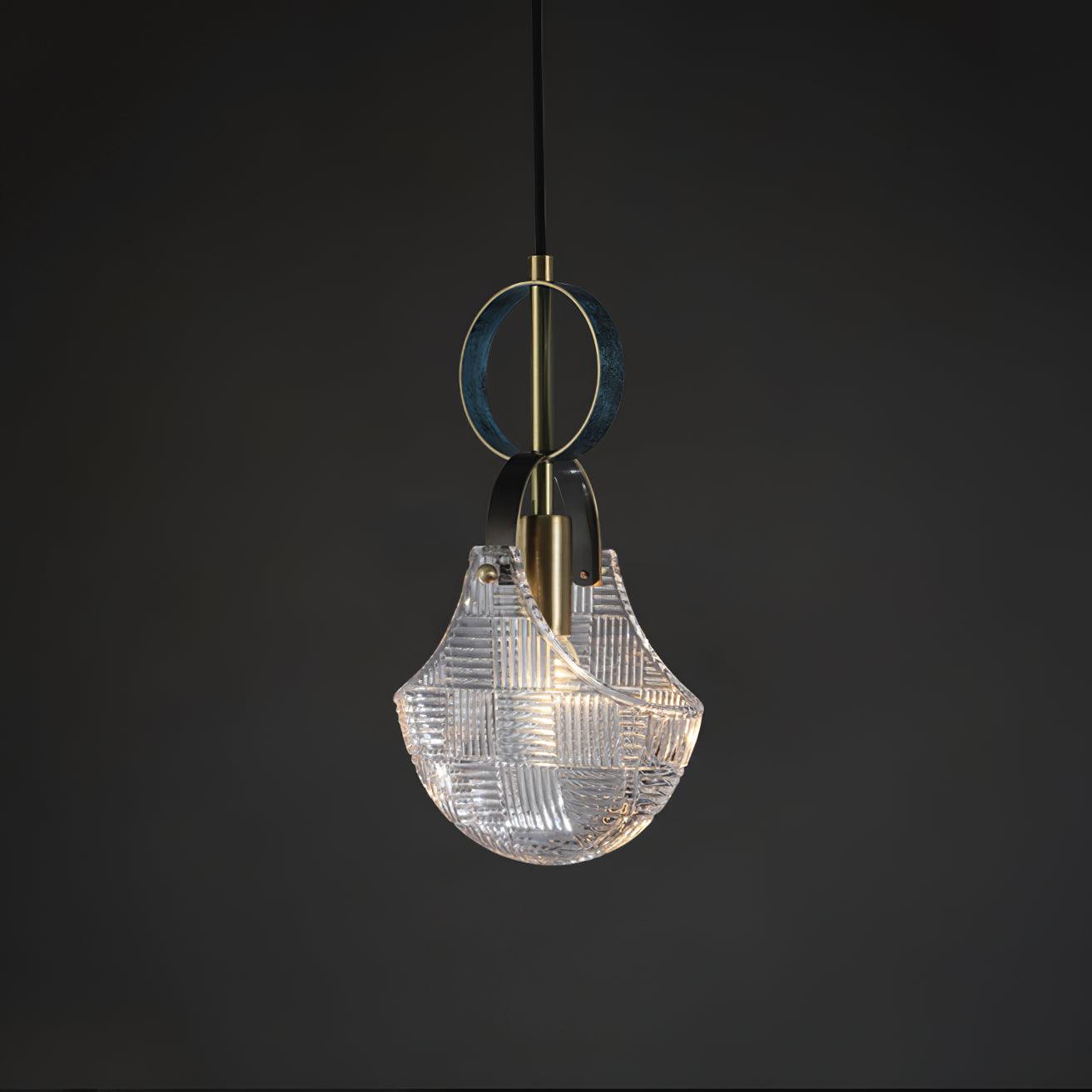 Lustra Suspension Verre Laiton Teal
