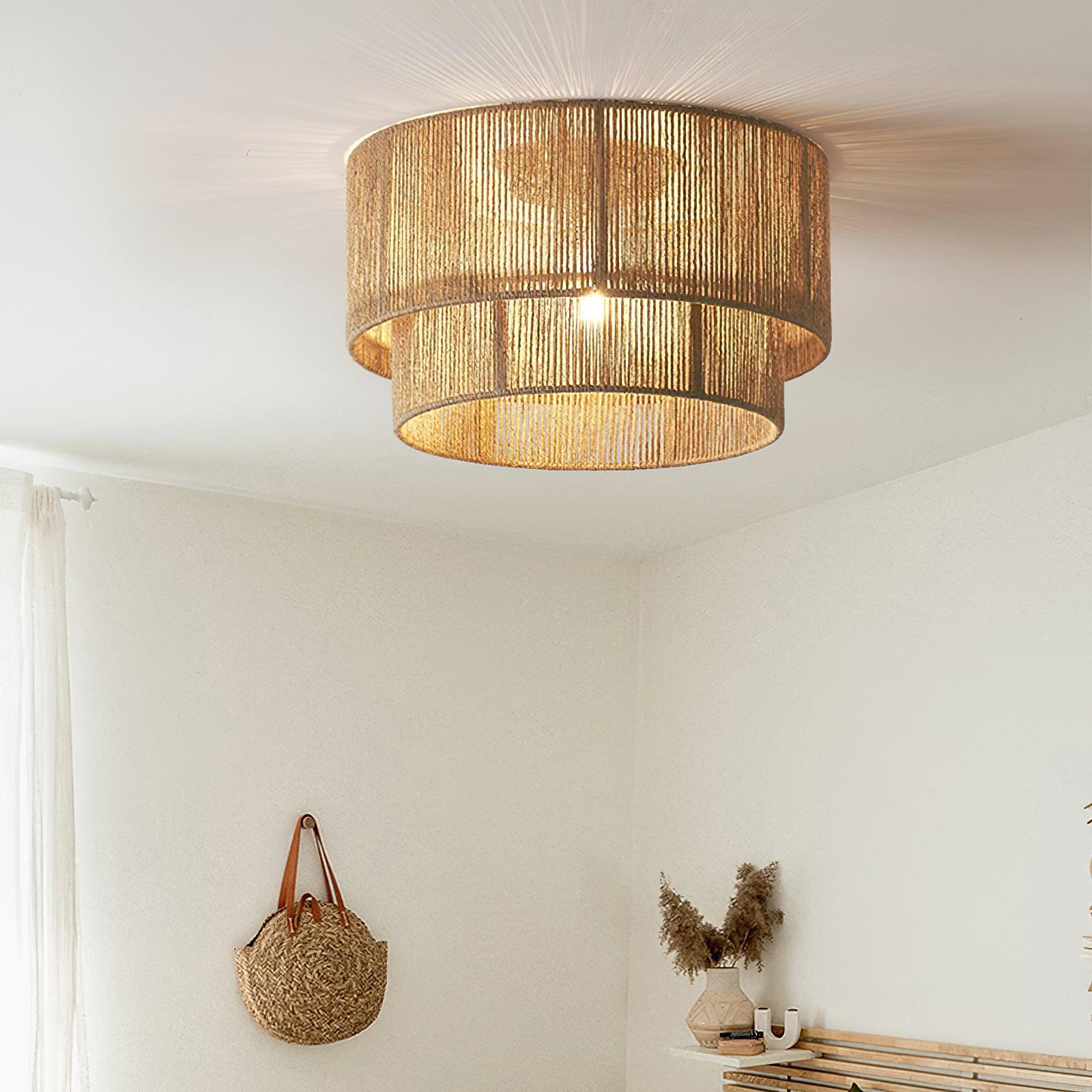 Casora Lampe de Plafond Classique Art en Corde Naturelle
