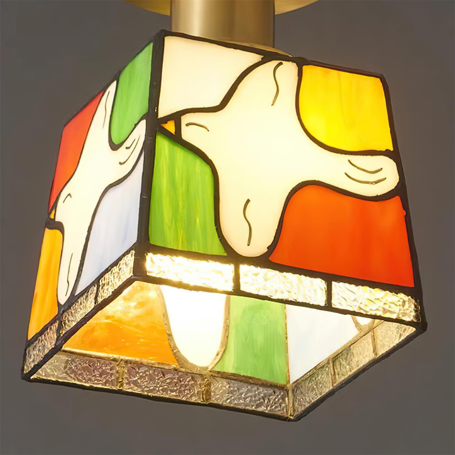 Peace Plafonnier Colombe Verre Mosaïque Laiton