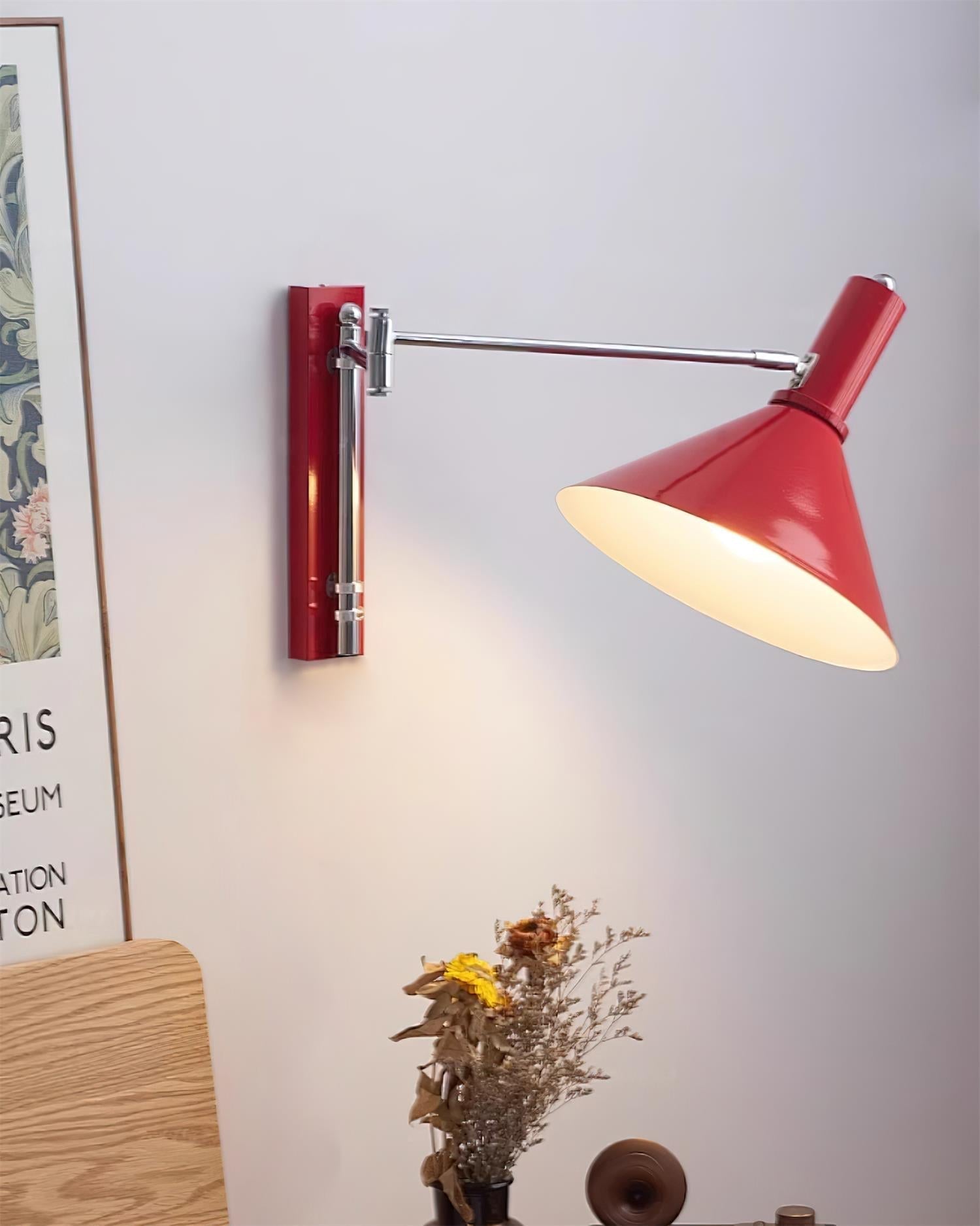 Lira Applique Murale Bras Ajustable Abat-jour Rouge