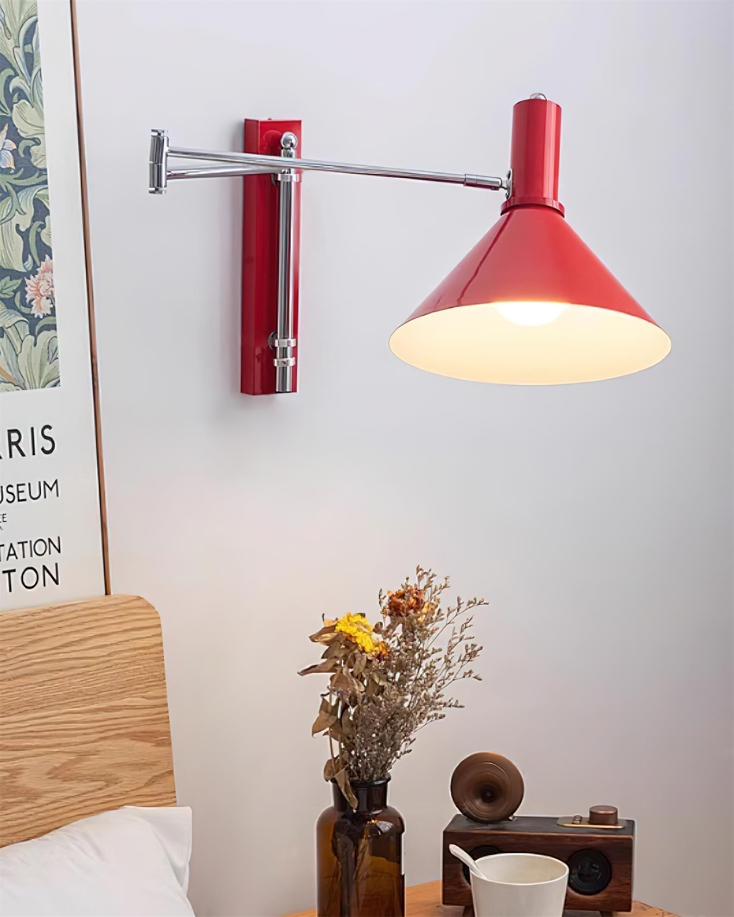 Lira Applique Murale Bras Ajustable Abat-jour Rouge