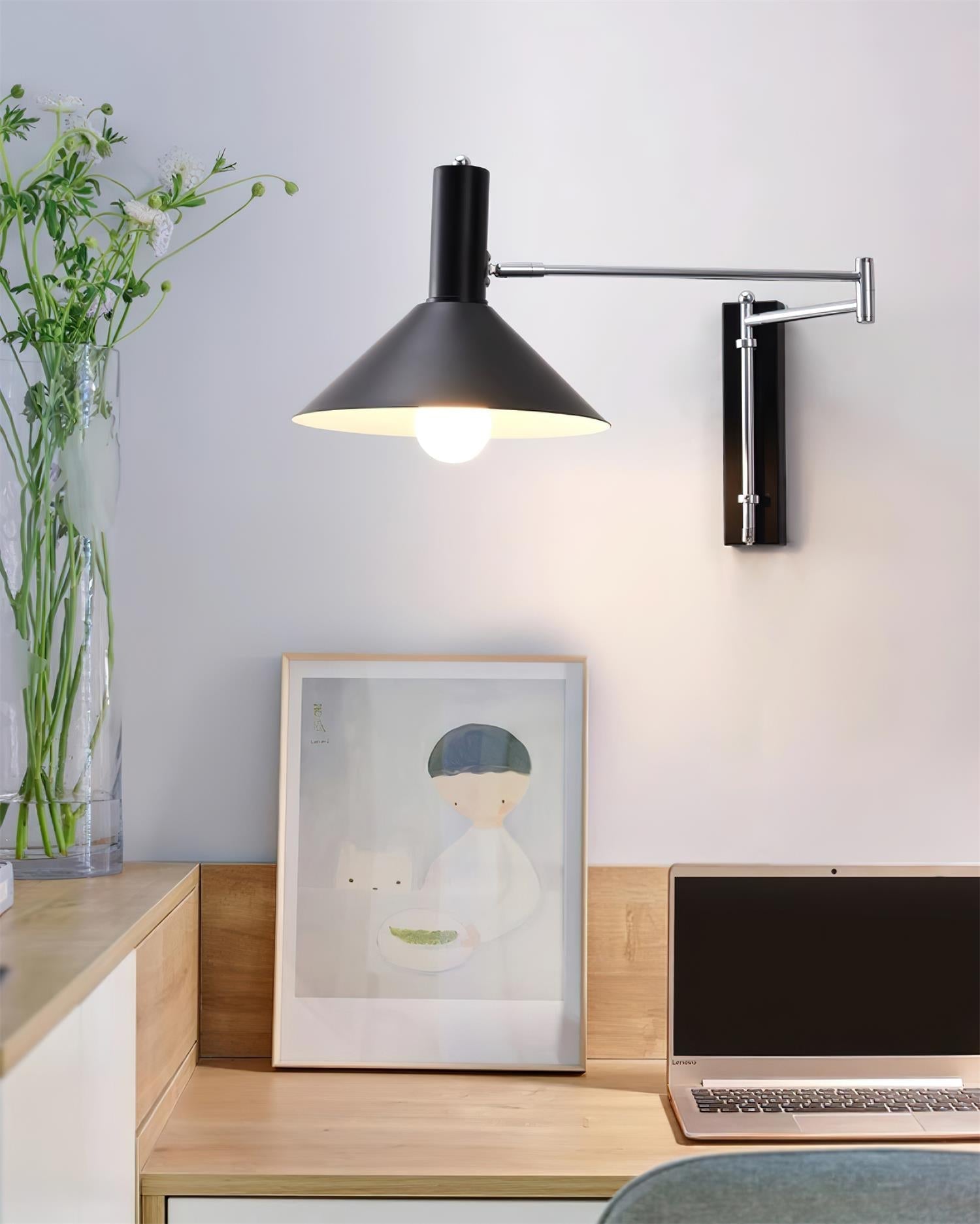 Lira Applique Murale Bras Ajustable Abat-jour Rouge