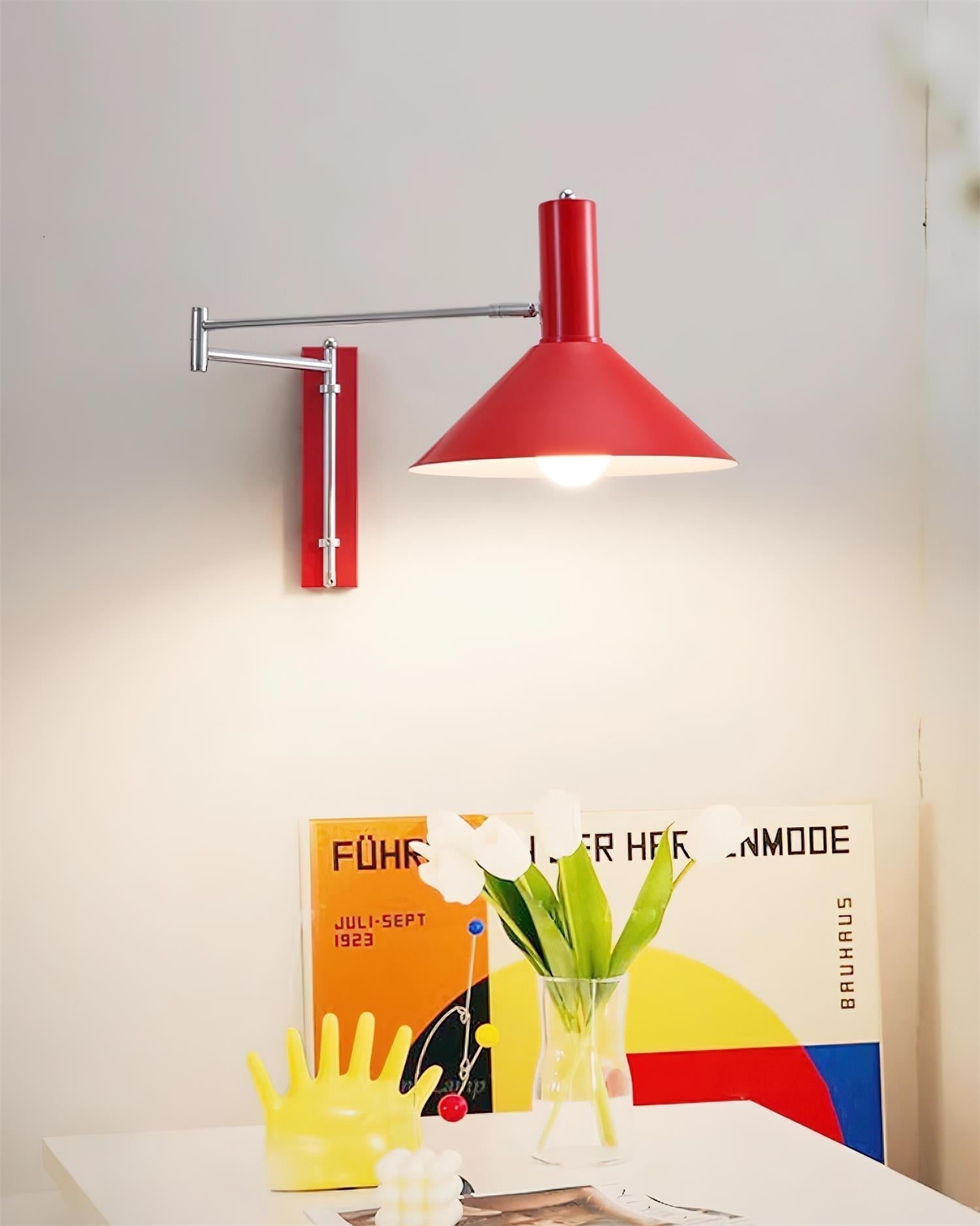 Lira Applique Murale Bras Ajustable Abat-jour Rouge