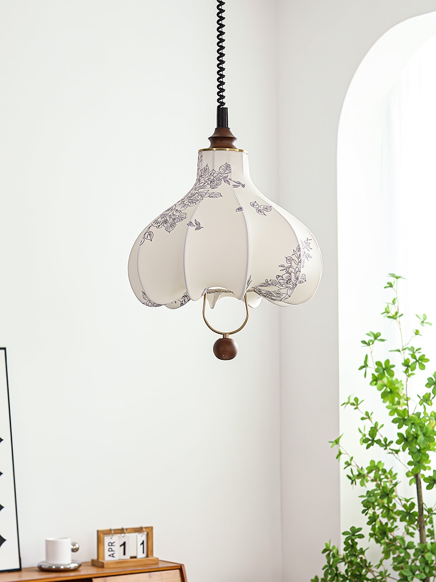 Lustra Suspension Lanterne en Tissu Poire pour Salon