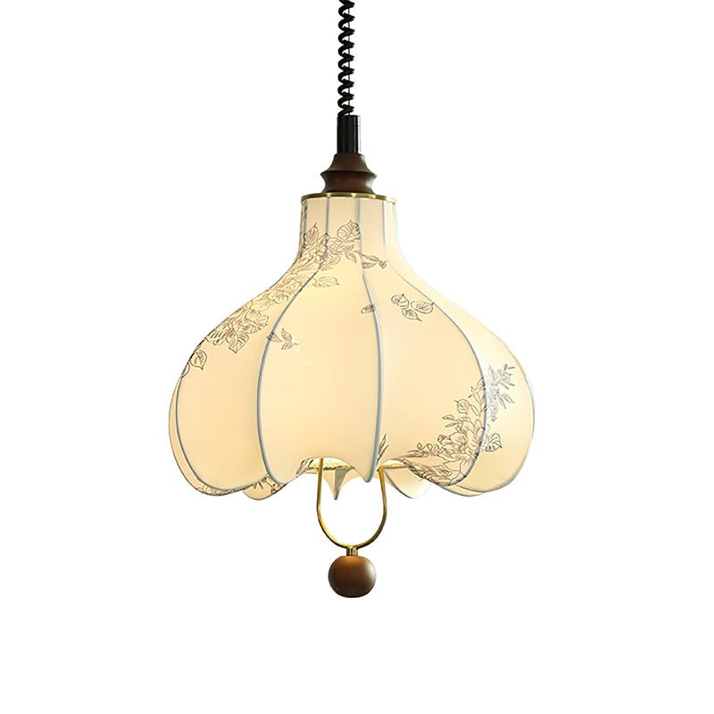 Lustra Suspension Lanterne en Tissu Poire pour Salon