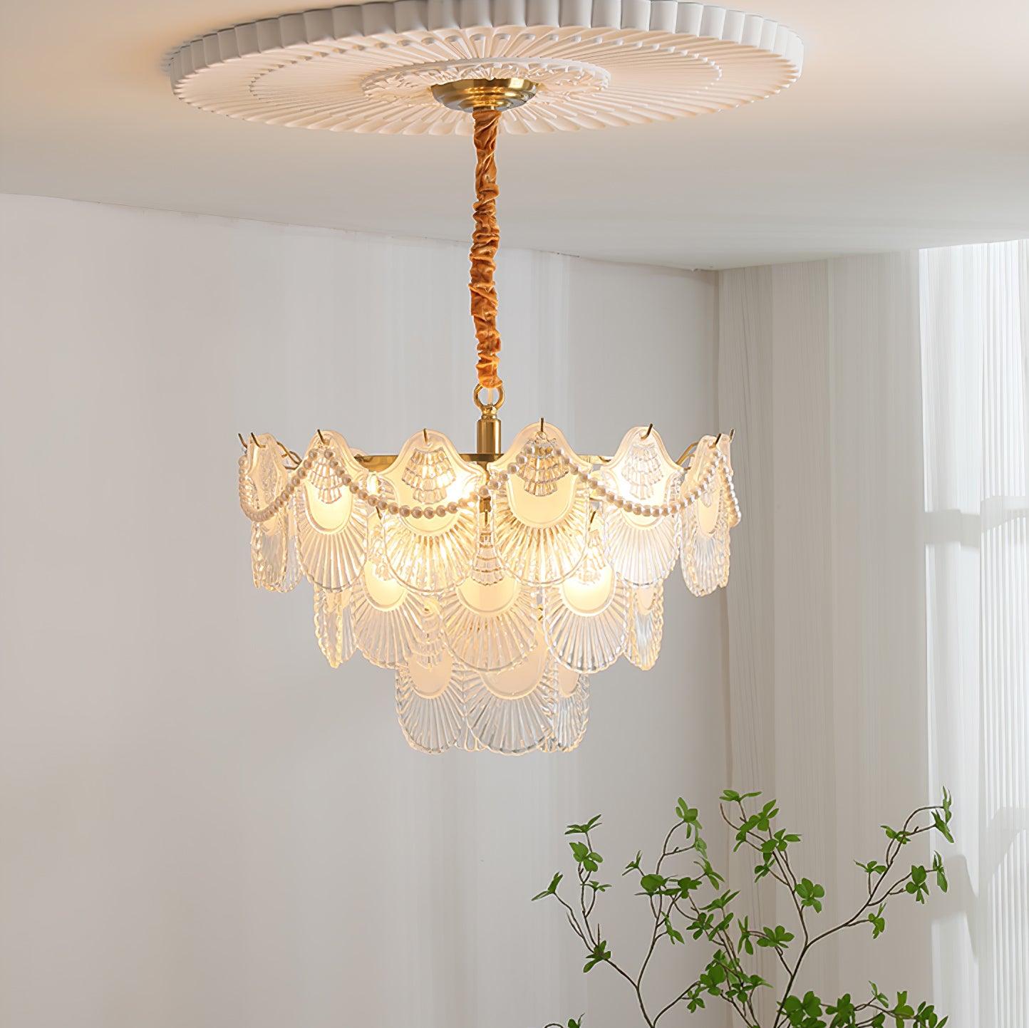 Lustra Lustre Perle Verre Coquille