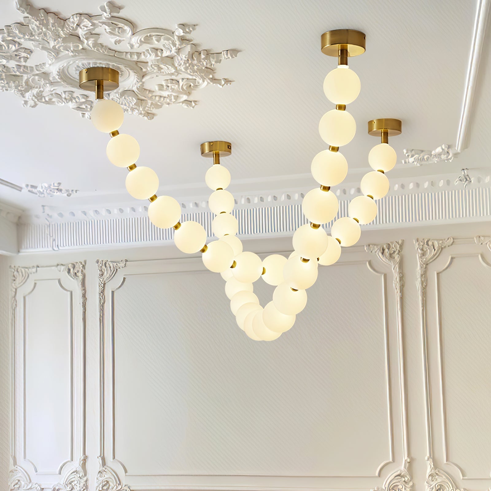 Vicariel Lustre Perles Collier Boules en Verre