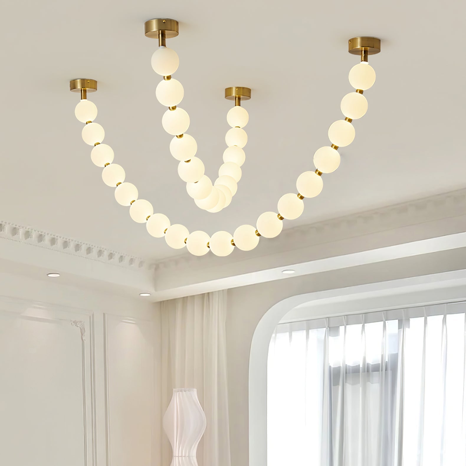 Vicariel Lustre Perles Collier Boules en Verre