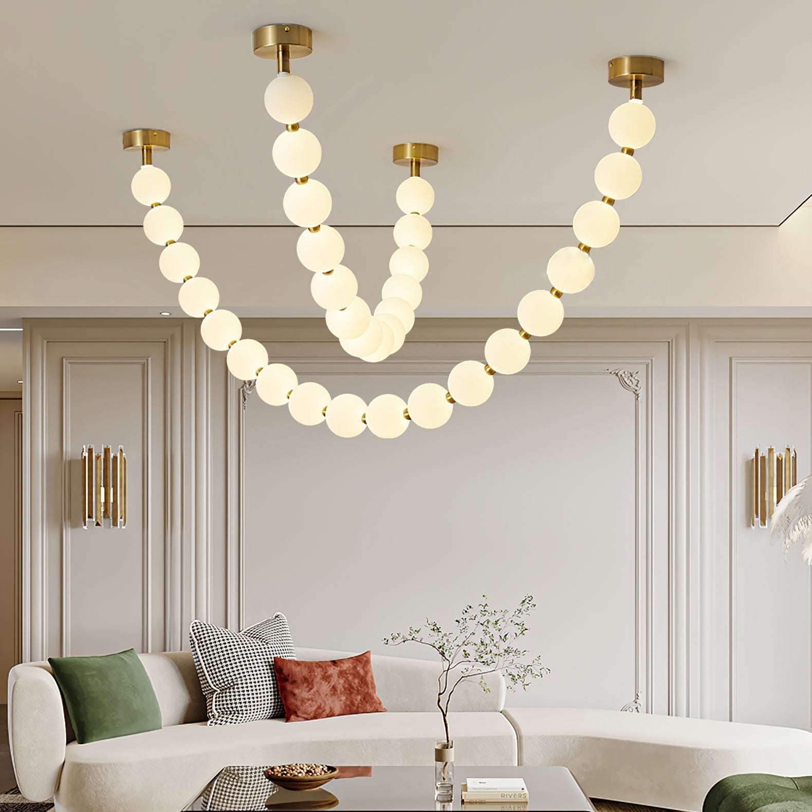 Vicariel Lustre Perles Collier Boules en Verre