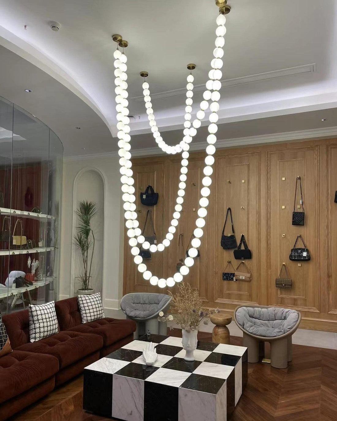 Icarara Lustre Verre Collier De Perles Moderne
