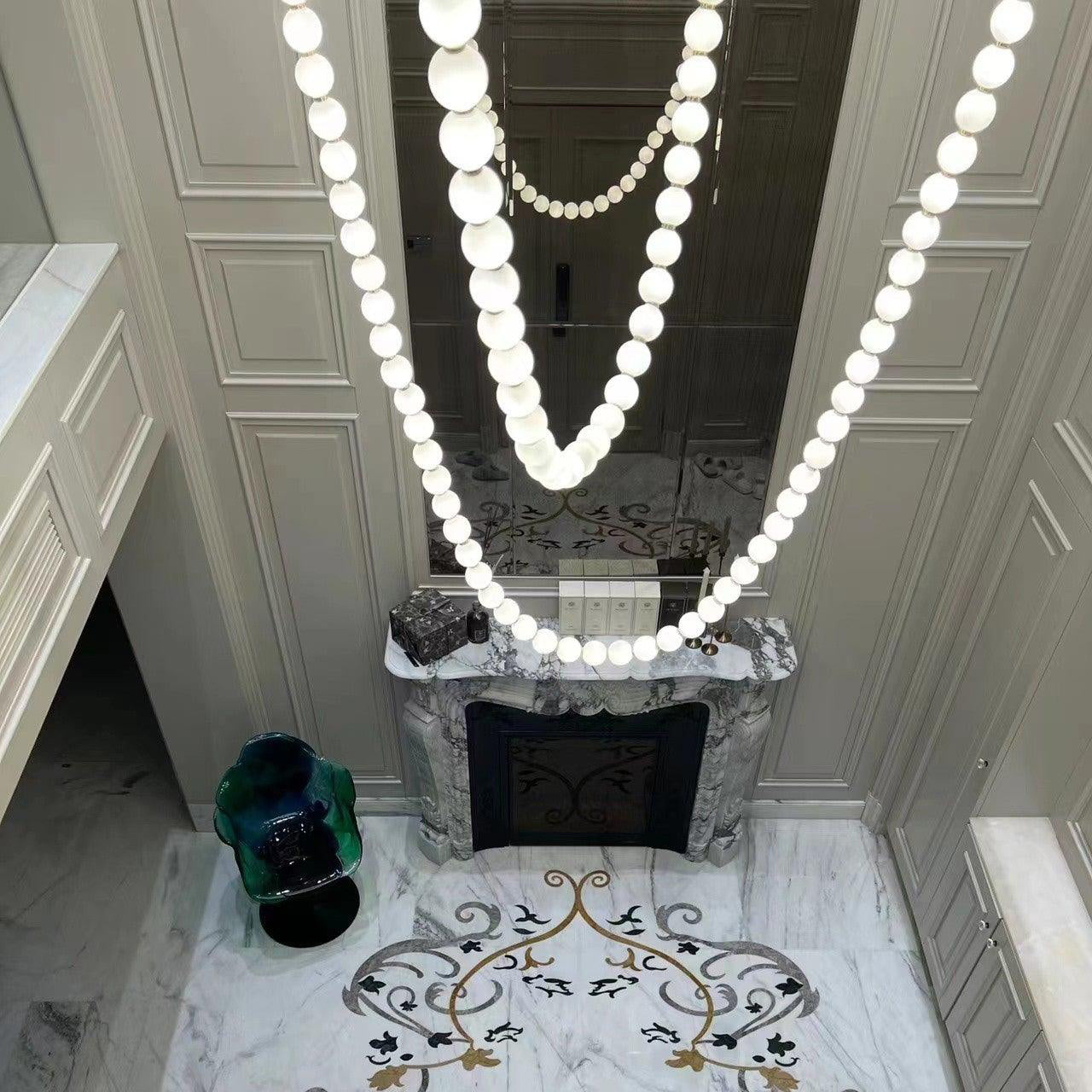 Icarara Lustre Verre Collier De Perles Moderne