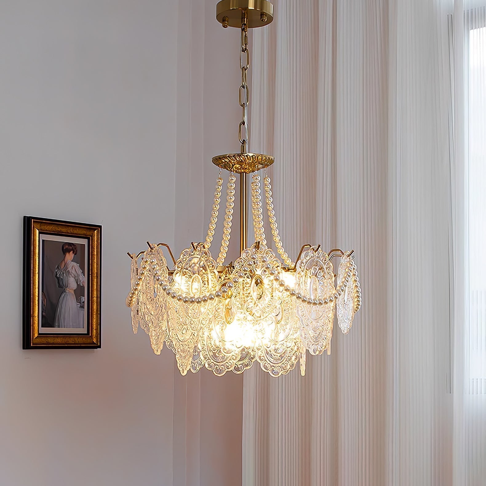 Lustra Lustre en Perles et Verre Luxe