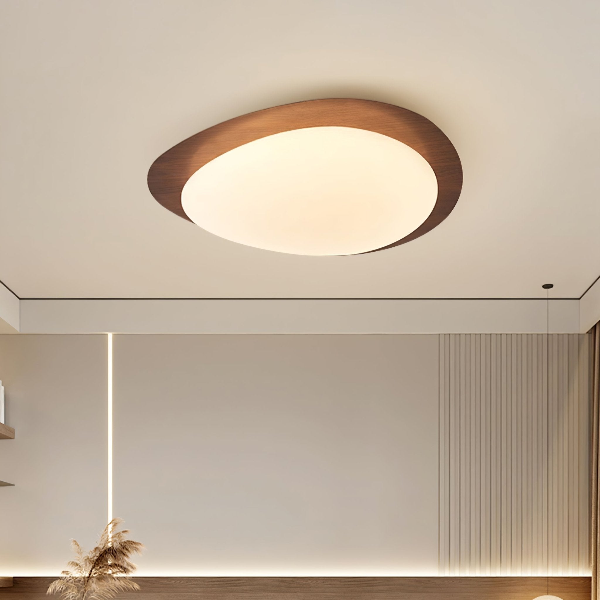 Solara Plafonnier Galet en Noyer Acrylique LED