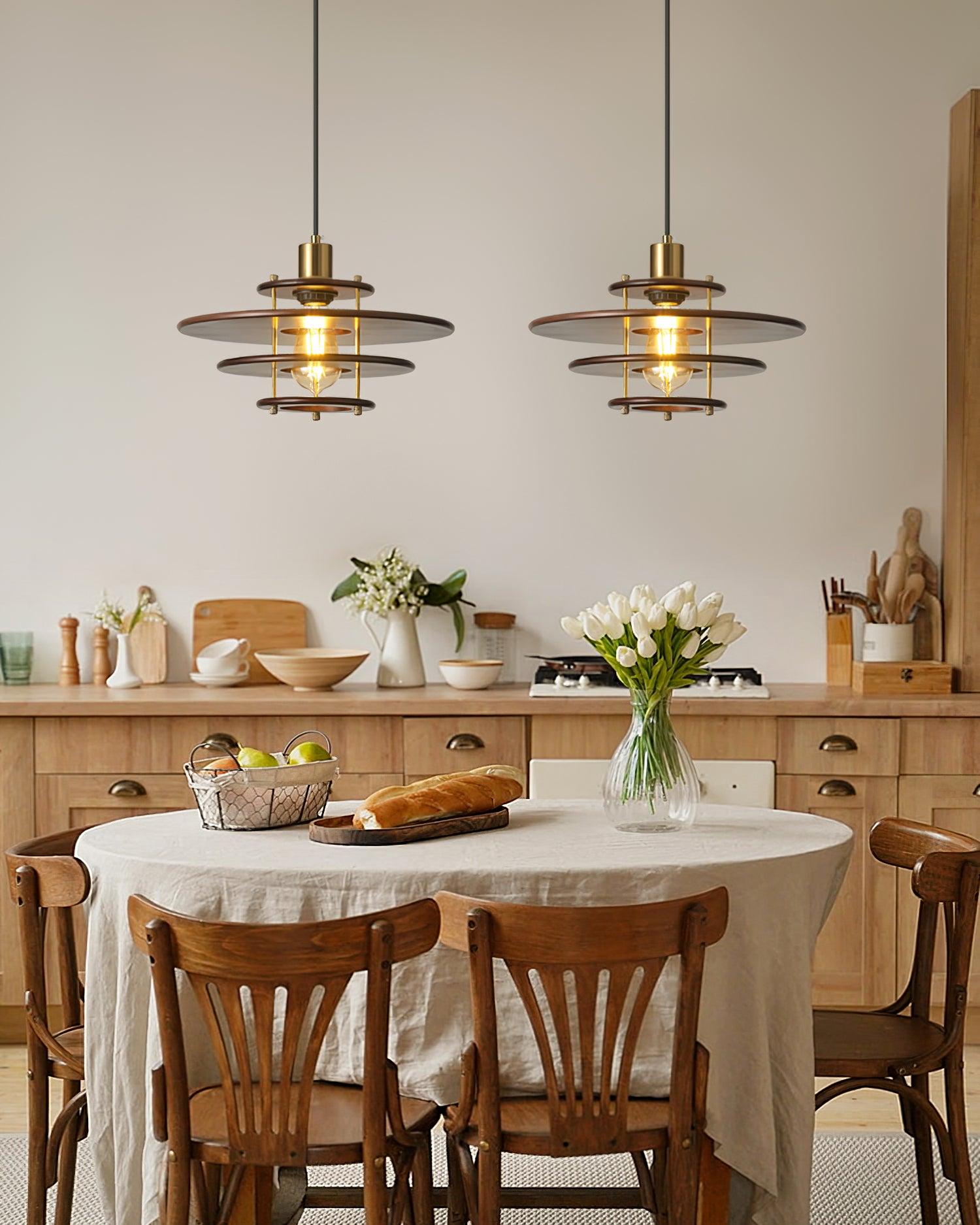 Pendel Suspension Bois Stratifié Laiton Moderne