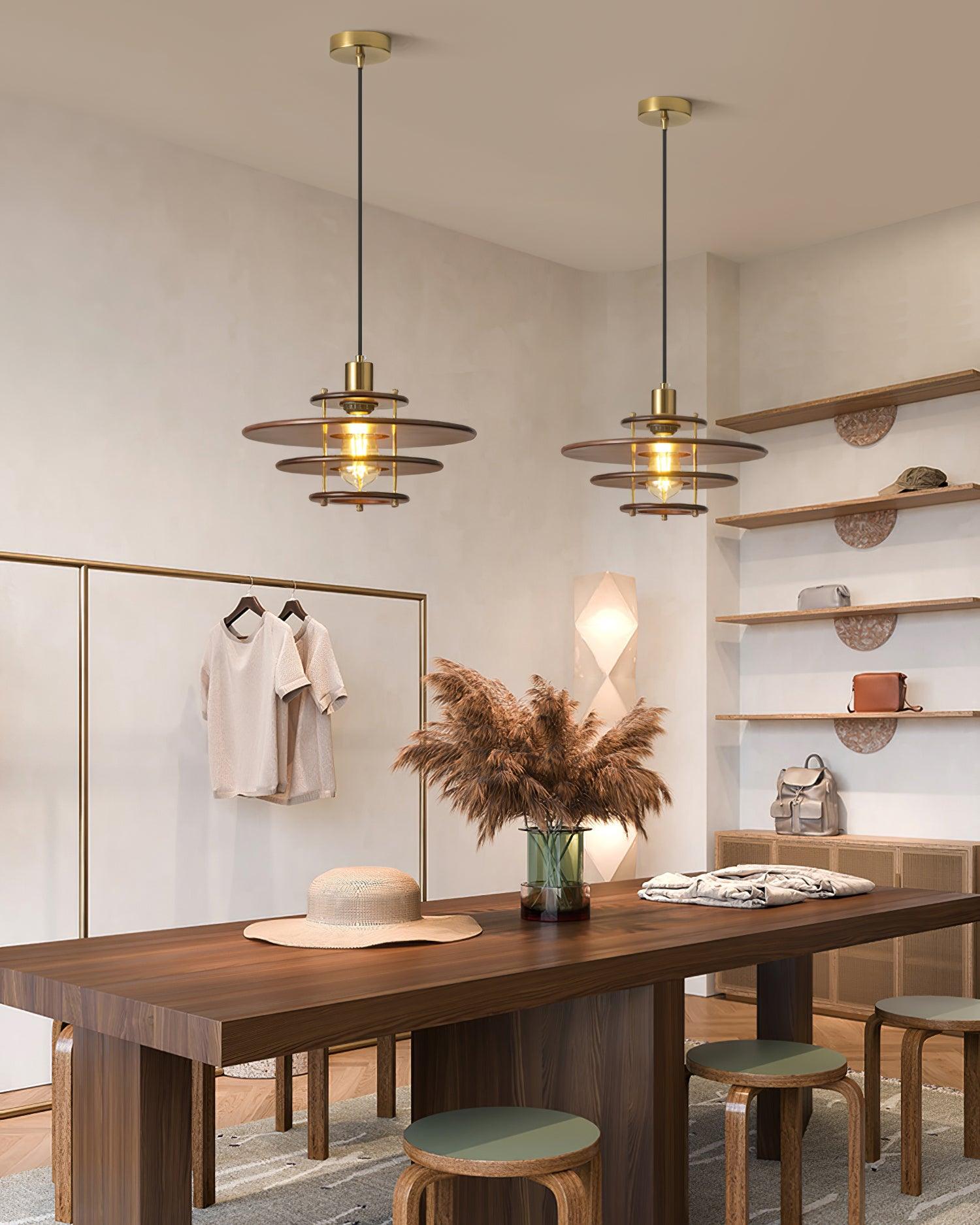 Pendel Suspension Bois Stratifié Laiton Moderne