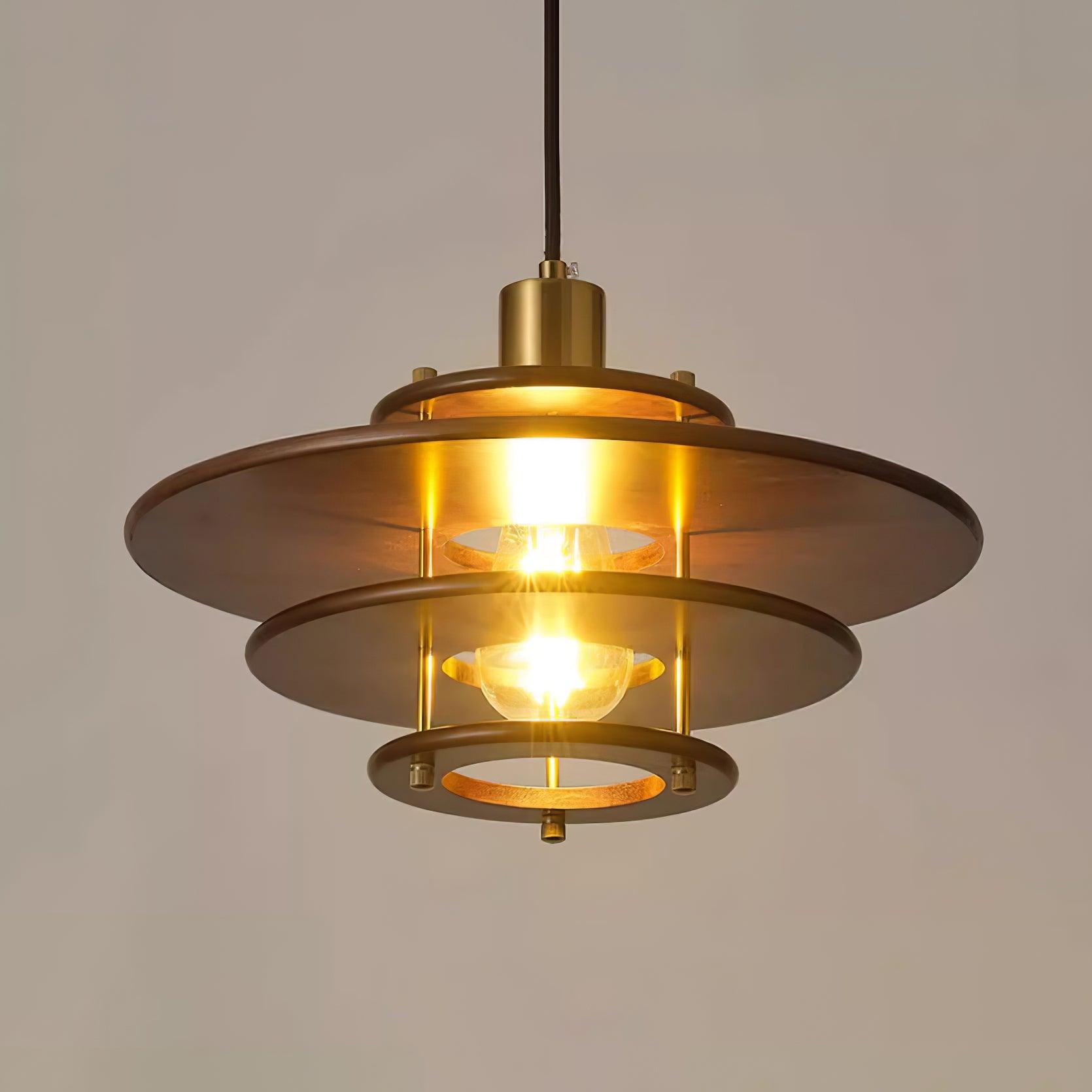 Pendel Suspension Bois Stratifié Laiton Moderne