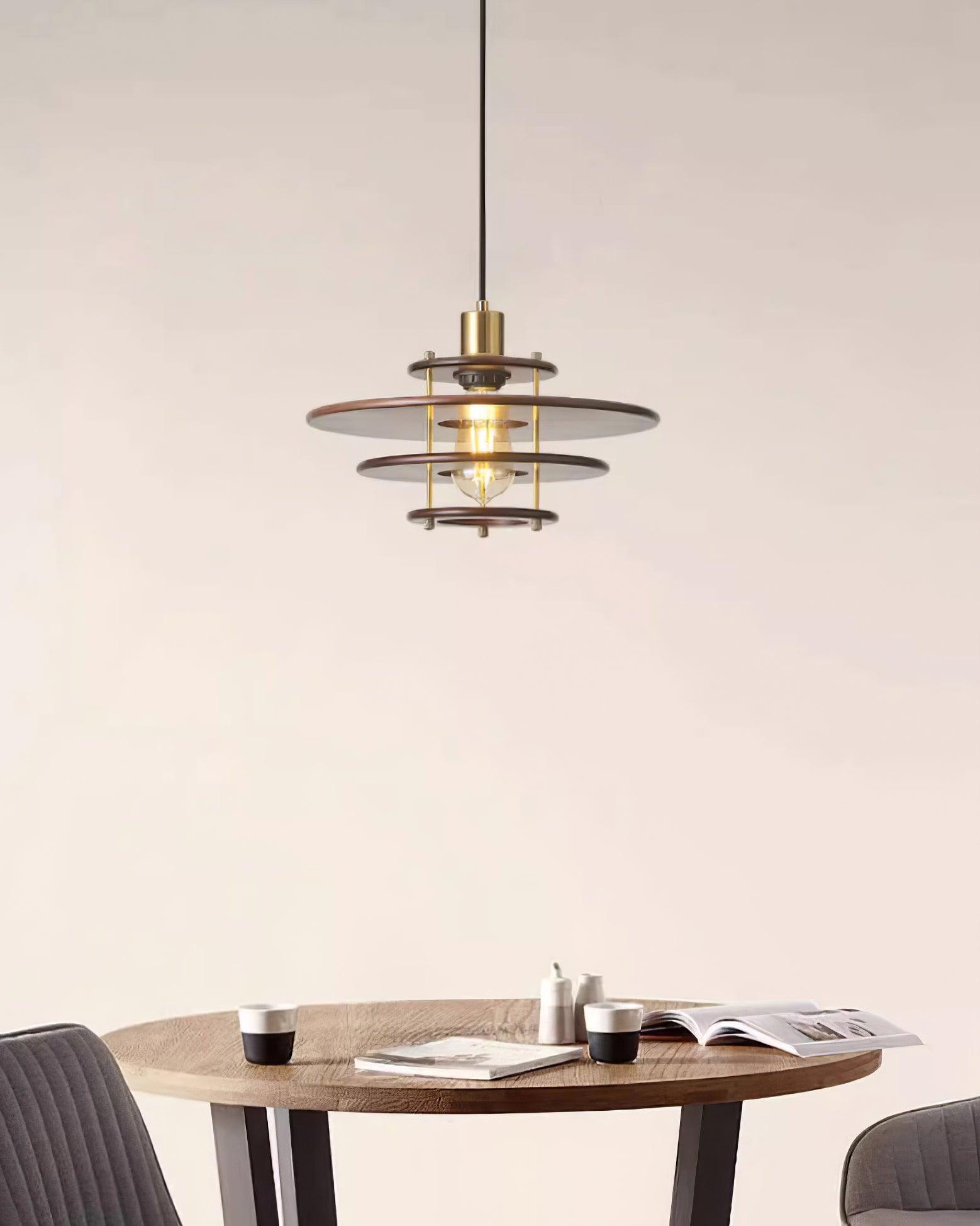 Pendel Suspension Bois Stratifié Laiton Moderne