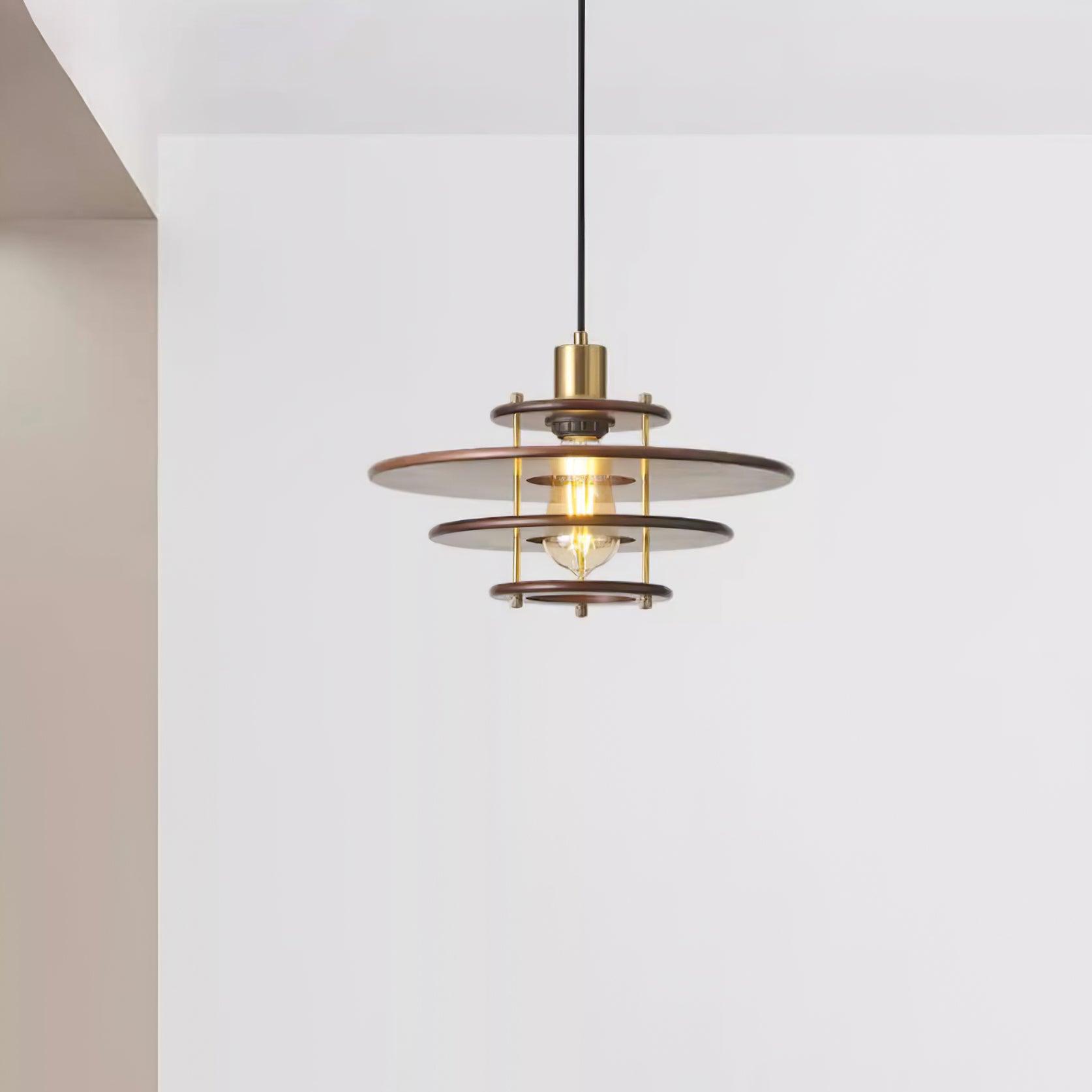 Pendel Suspension Bois Stratifié Laiton Moderne