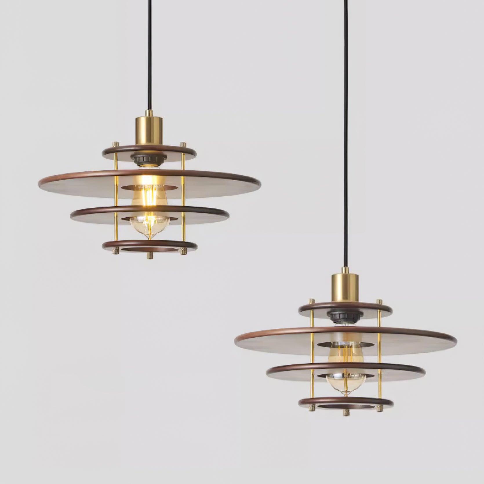 Pendel Suspension Bois Stratifié Laiton Moderne