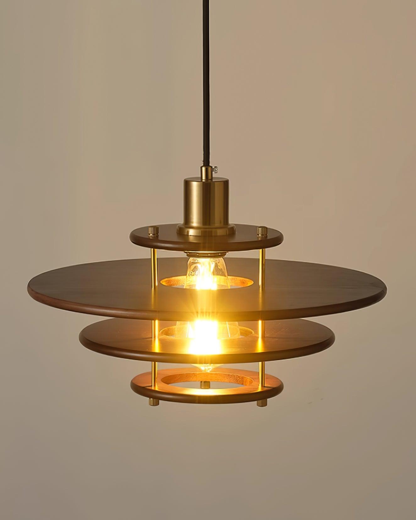 Pendel Suspension Bois Stratifié Laiton Moderne
