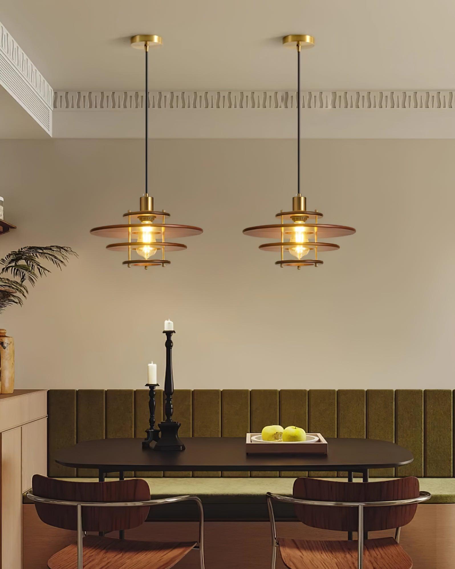 Pendel Suspension Bois Stratifié Laiton Moderne