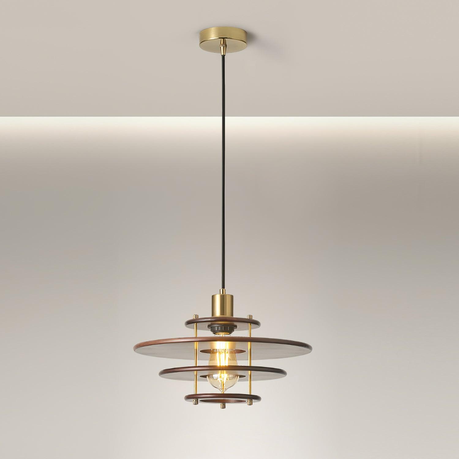 Pendel Suspension Bois Stratifié Laiton Moderne