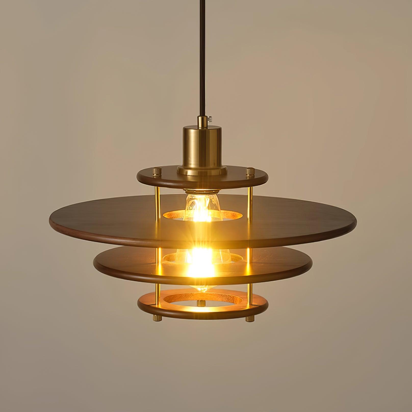 Pendel Suspension Bois Stratifié Laiton Moderne