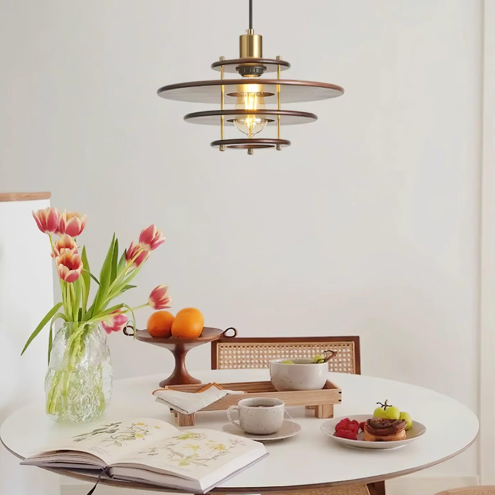 Pendel Suspension Bois Stratifié Laiton Moderne