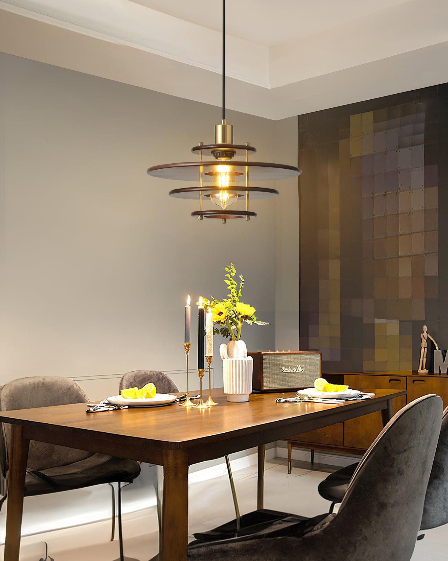 Pendel Suspension Bois Stratifié Laiton Moderne