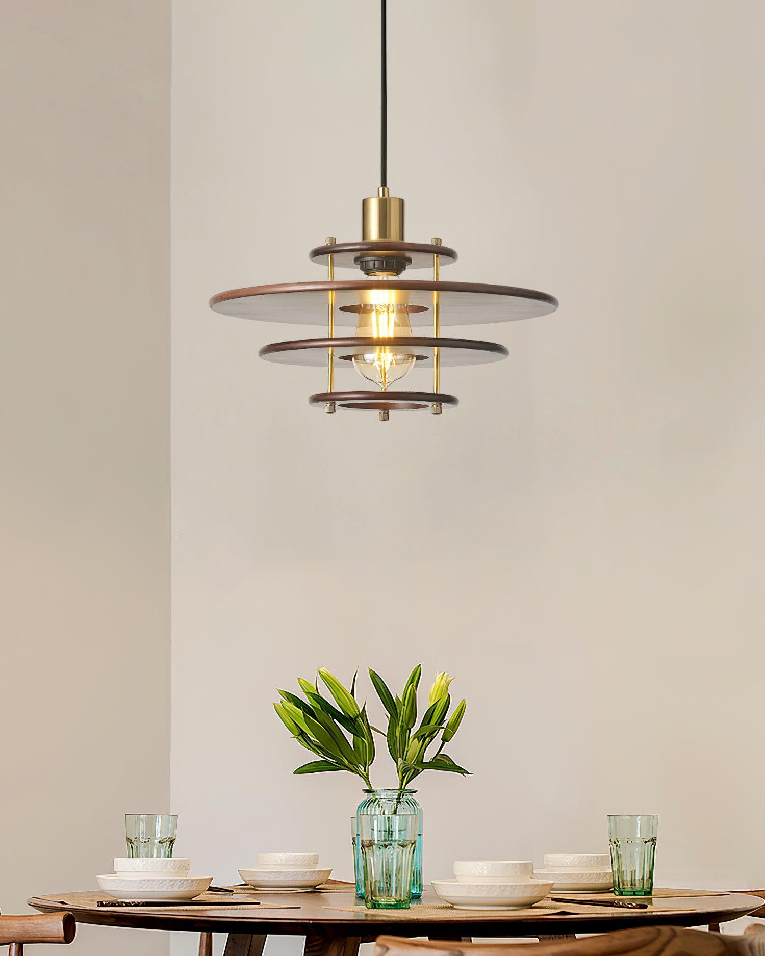 Pendel Suspension Bois Stratifié Laiton Moderne