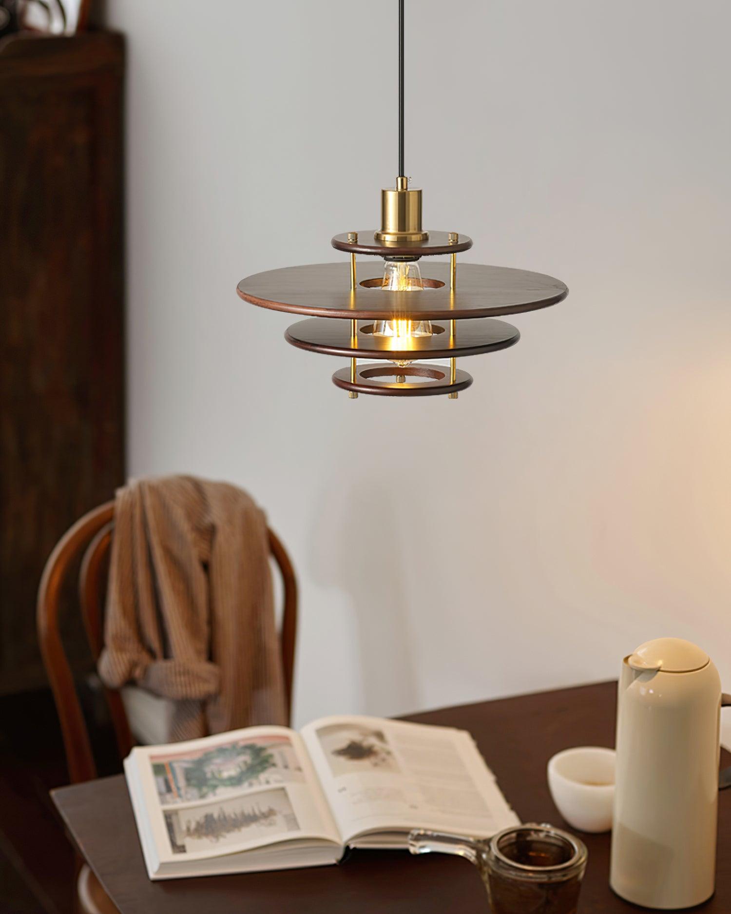 Pendel Suspension Bois Stratifié Laiton Moderne