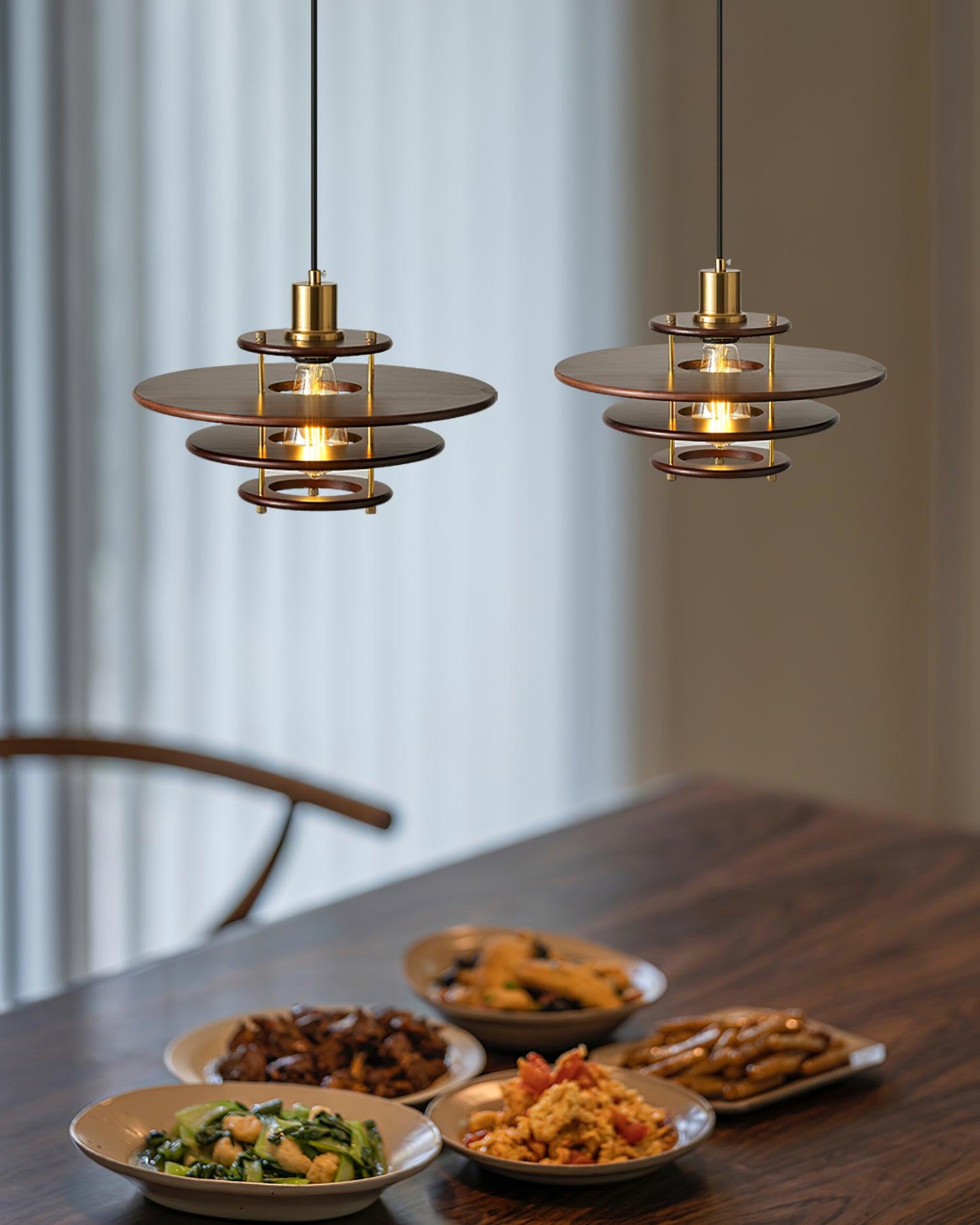 Pendel Suspension Bois Stratifié Laiton Moderne