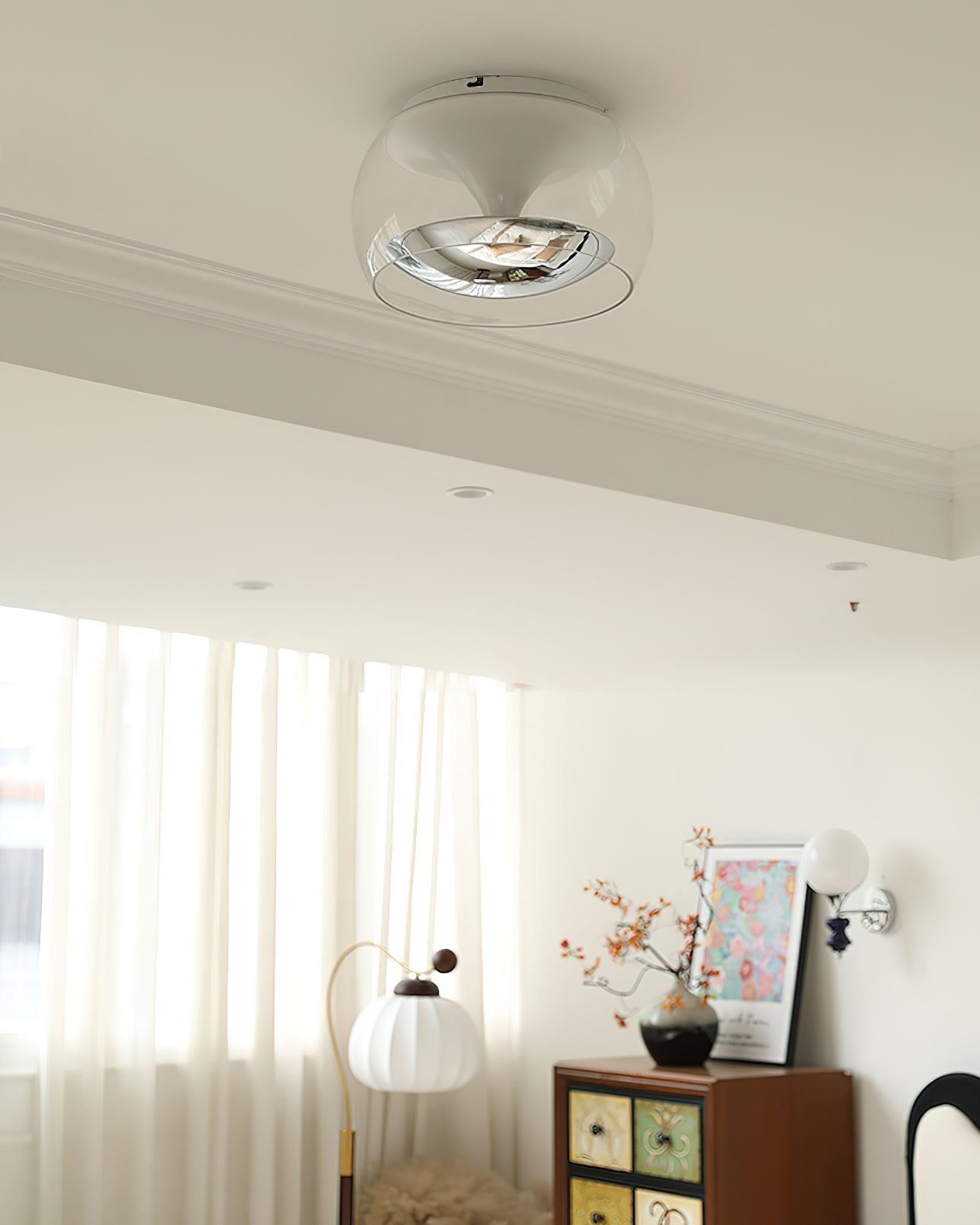 Eshair Nordic Art Pendule Verre Plafonnier Lumière