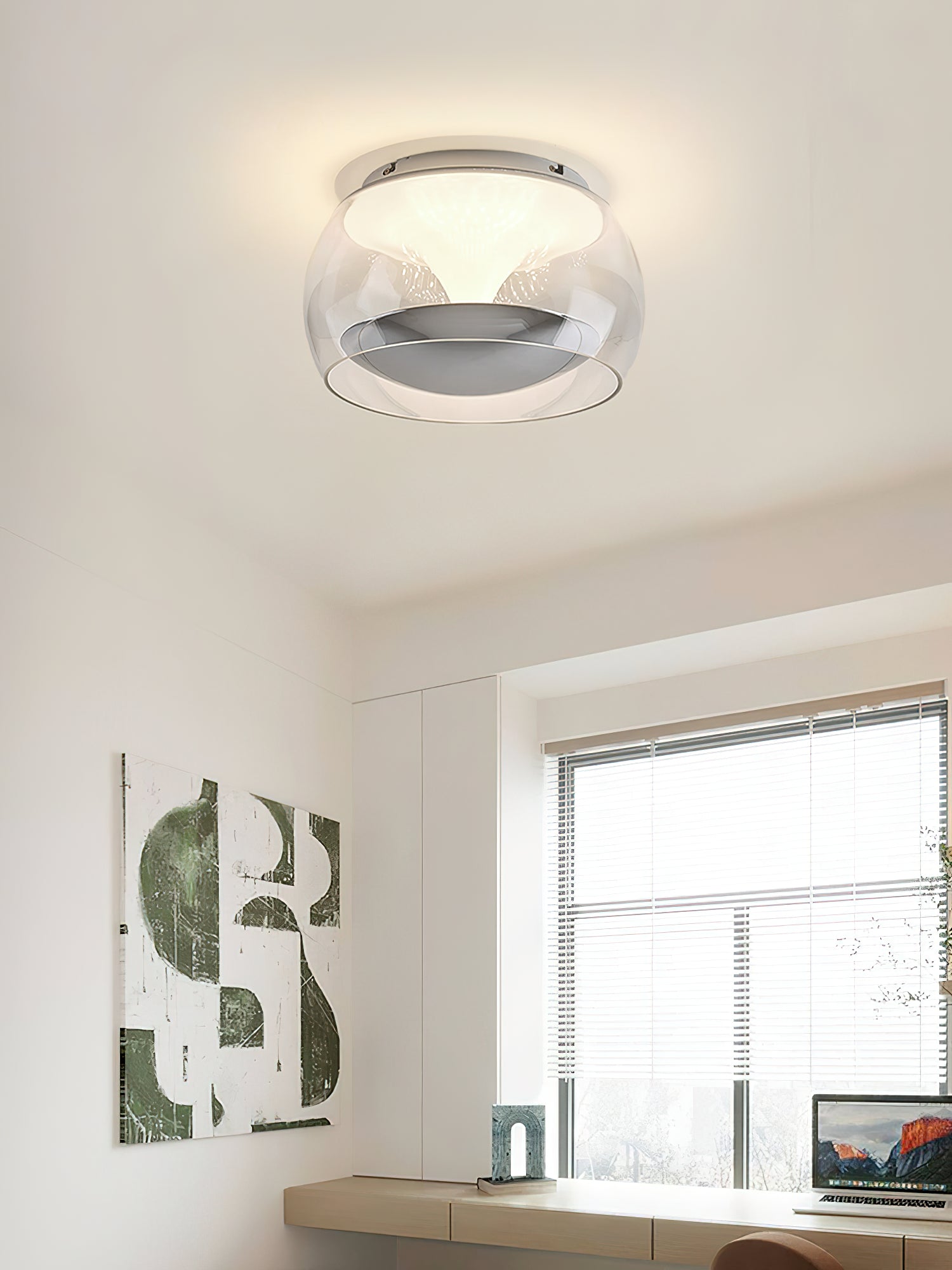 Eshair Nordic Art Pendule Verre Plafonnier Lumière