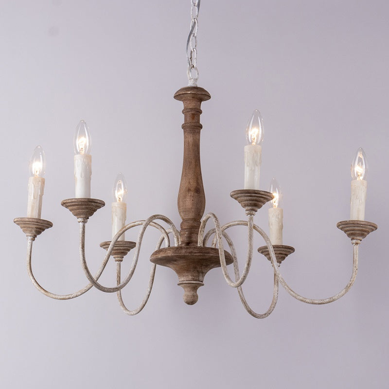 Syshaeth Vintage Industrial Hand-carved Wood Lustre