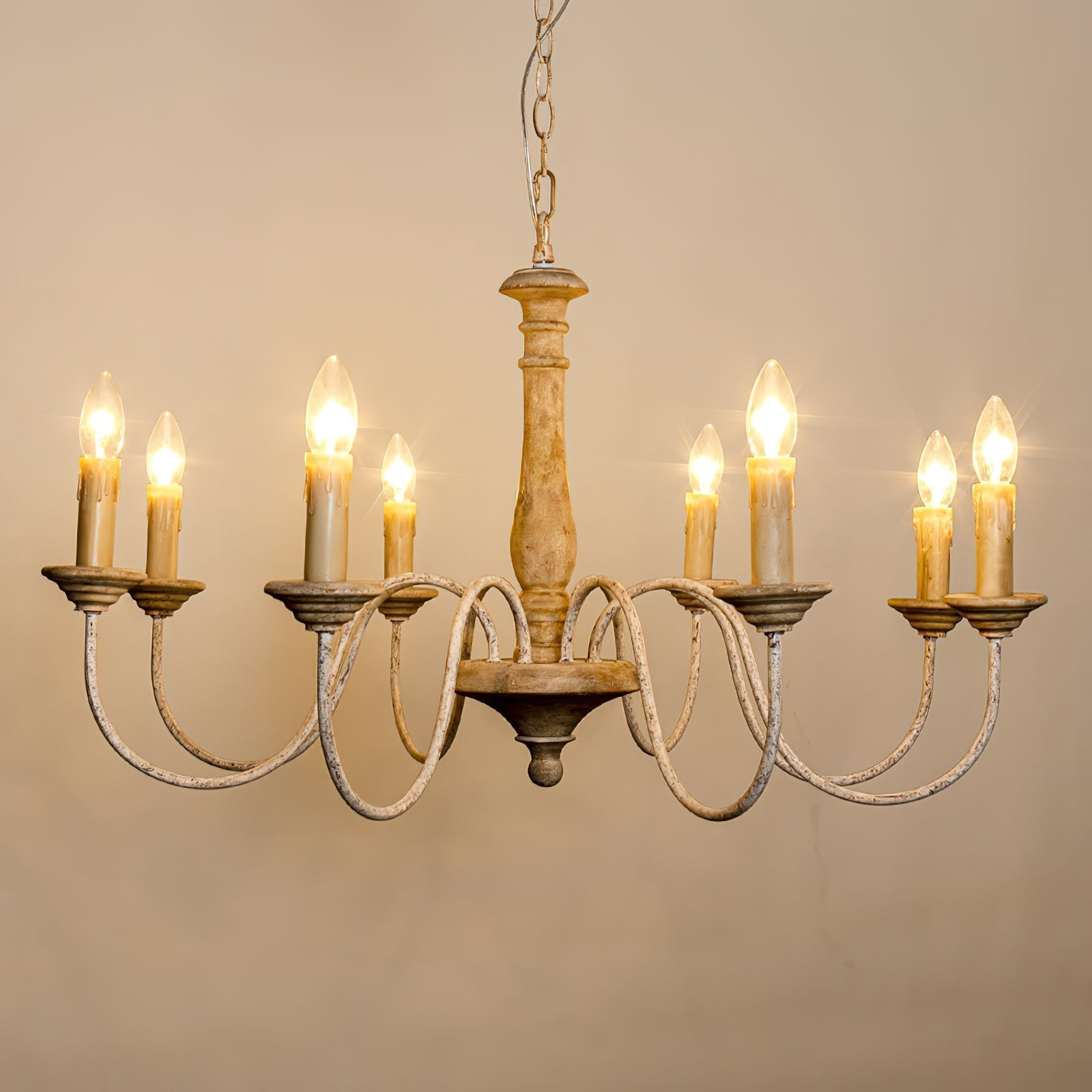 Syshaeth Vintage Industrial Hand-carved Wood Lustre