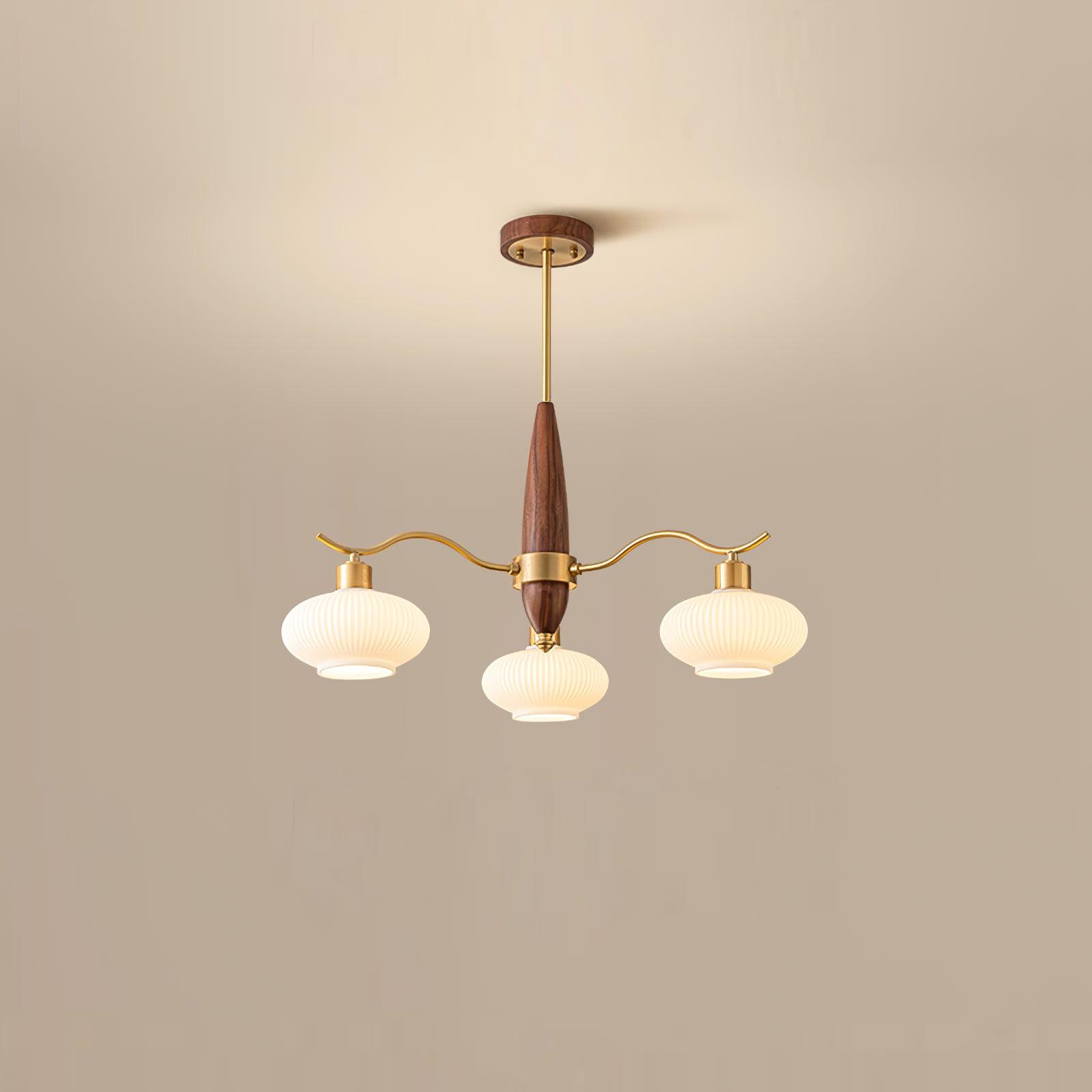 Cavien Lustre en Laiton et Noyer
