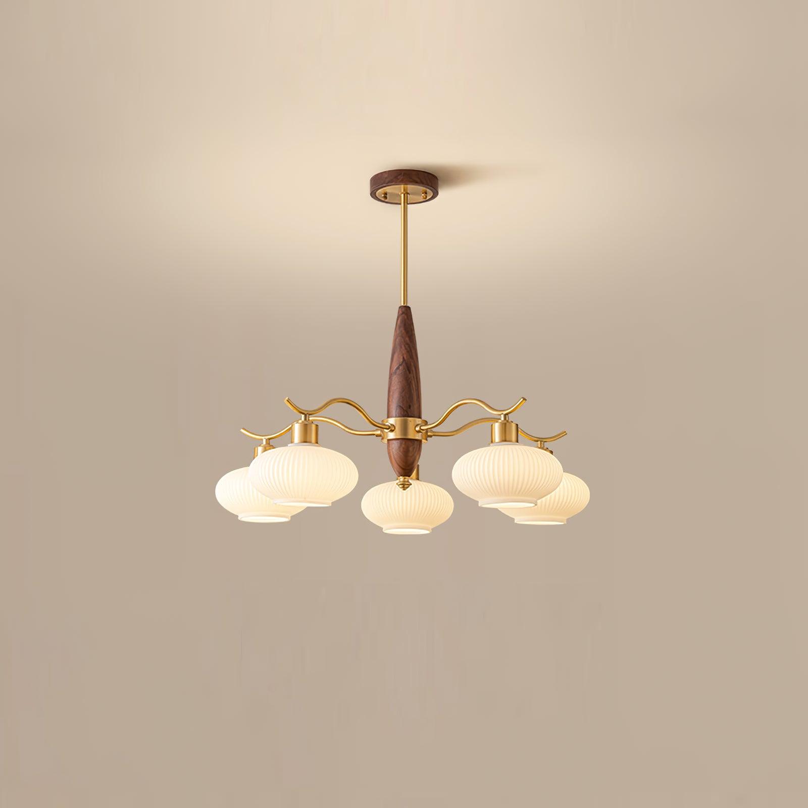 Cavien Lustre en Laiton et Noyer