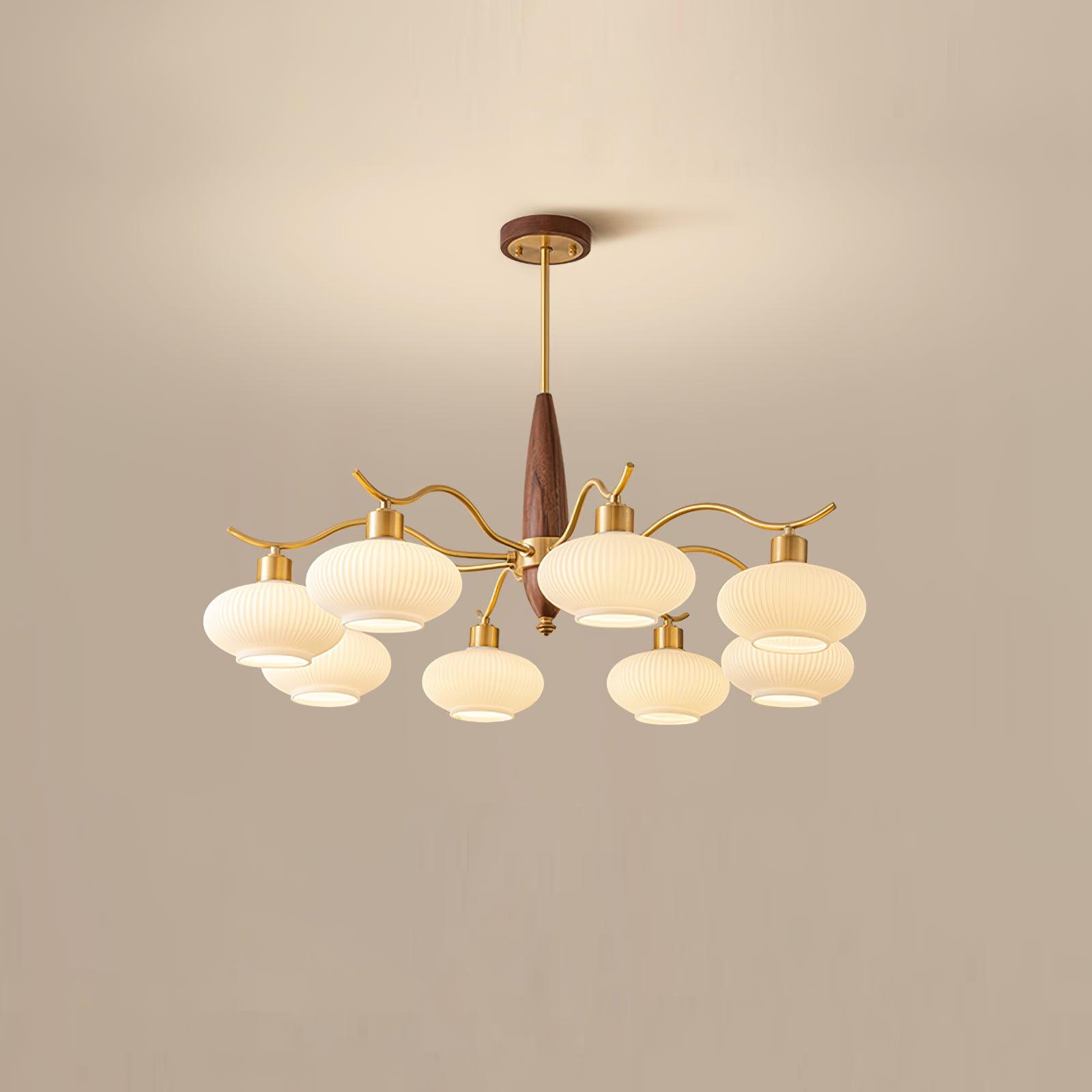 Cavien Lustre en Laiton et Noyer